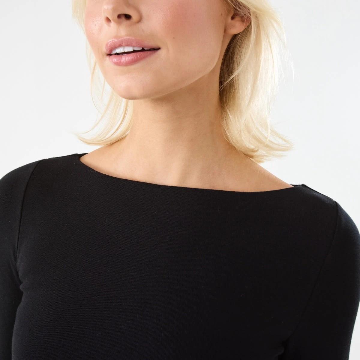6 Long Sleeve Bubble Mini Dress Black, 6 of 7