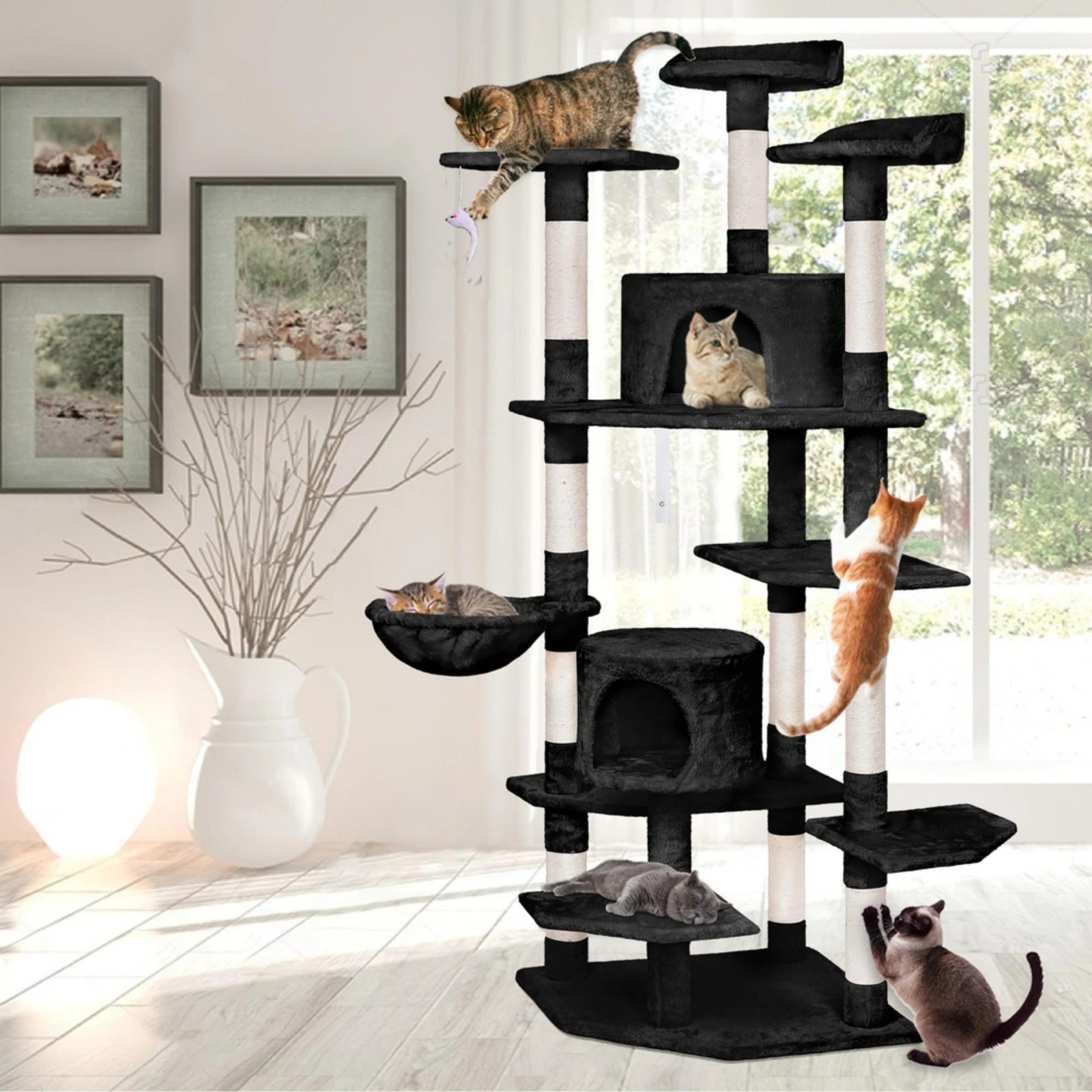 3 Beastie Cat Tree Scratching Post 203CM - Black, 3 of 4