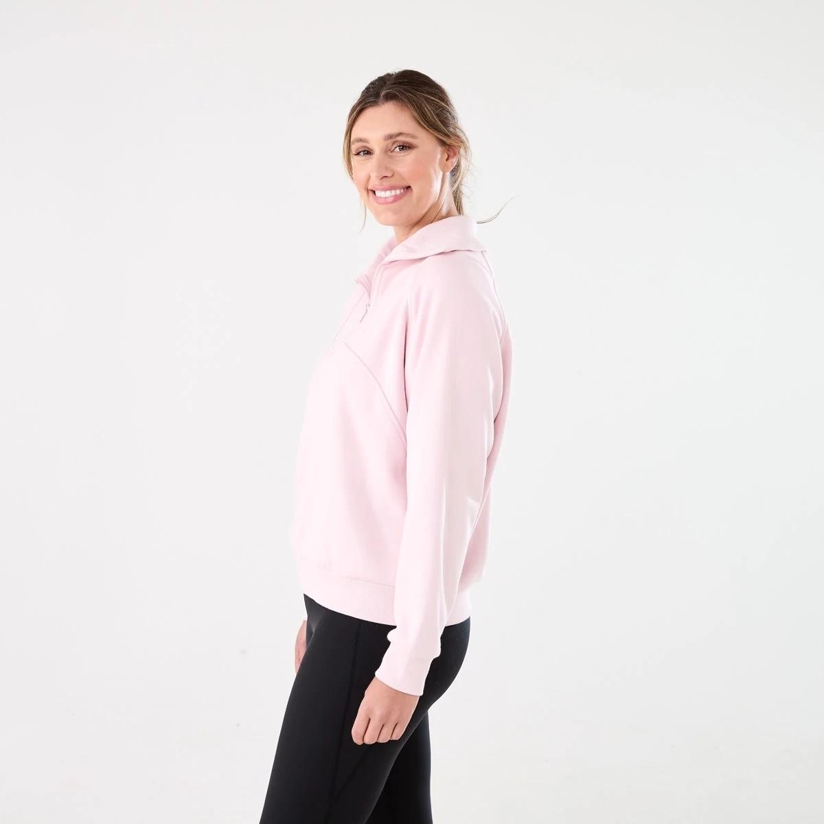 2 Active Womens Fleece 1/2 Zip Jumper AURA PINK, 2 of 7
