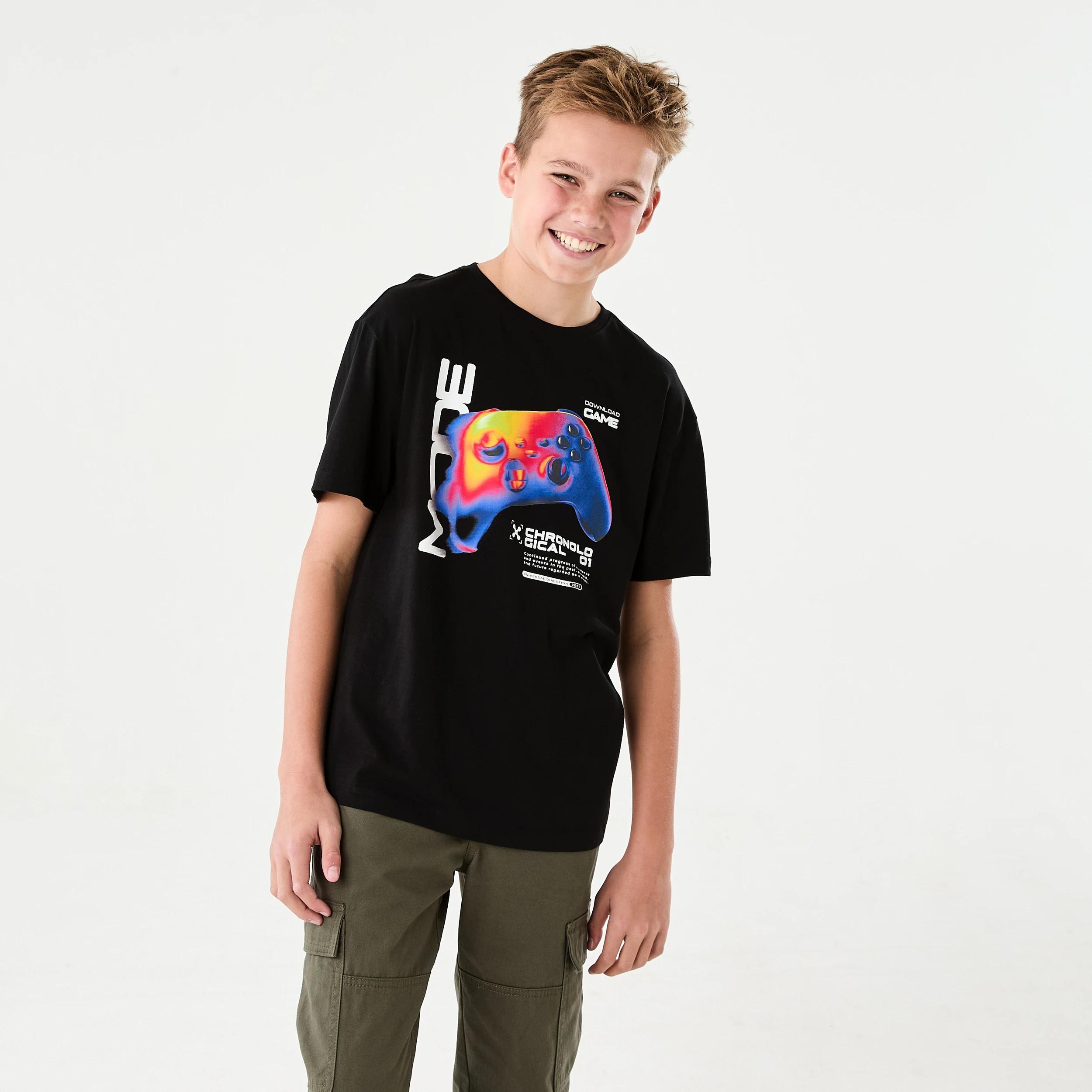 1 Short Sleeve Graphic Print T-shirt GAME MODE BLUR BLACK, 1 of 6