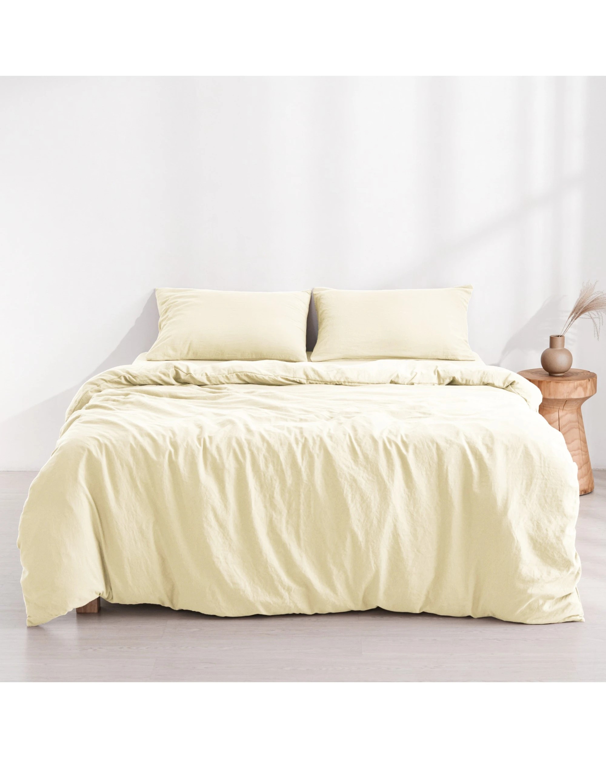 1 Dreamaker Superfine Washed Microfibre Quilt Cover Set - Queen Bed - Natural, 1 of 7