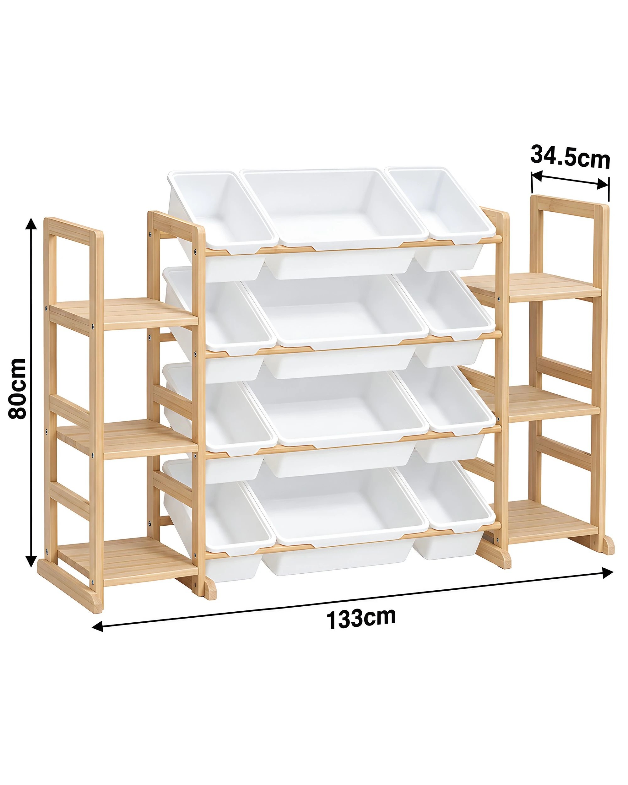 7 PlayPals Kid Storage Box Toys Organizer 6 Shelves and 12 Bins Display Rack - Natural, 7 of 8