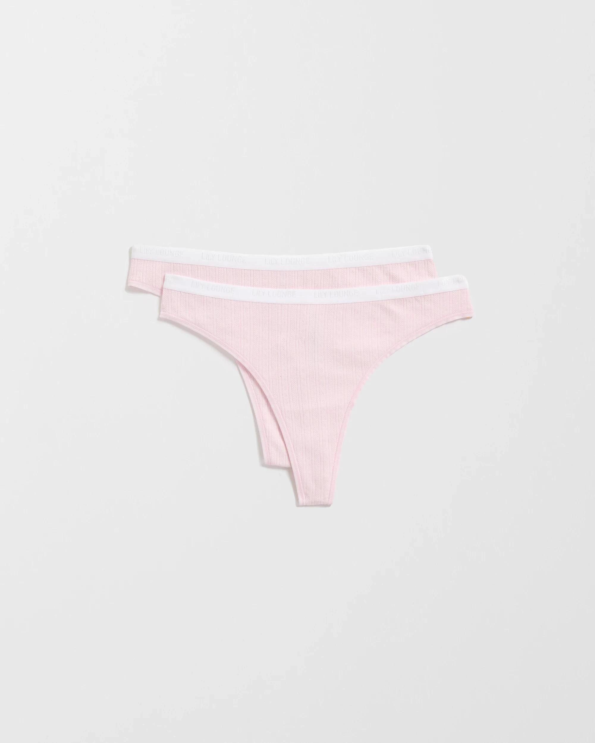 1 Australian Cotton 2 Pack Pointelle G-String Briefs - Lily Loves CRADLE PINK, 1 of 3