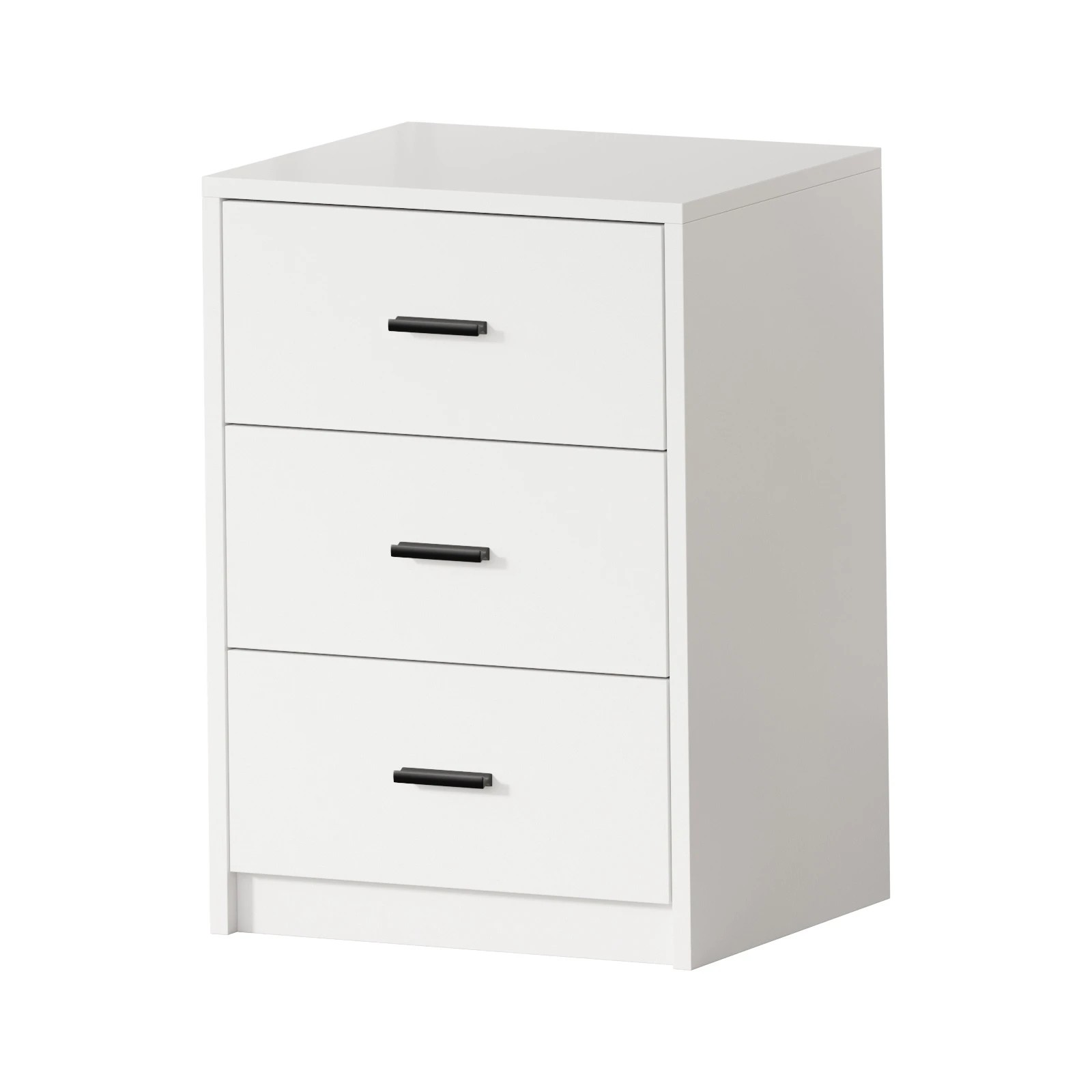 1 Oikiture Bedside Table 3 Drawers Nightstand Bedroom Storage Side End - White, 1 of 9