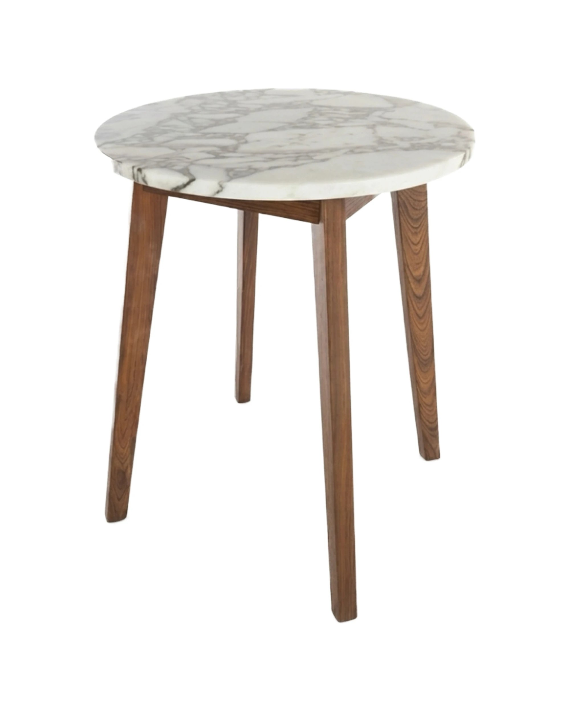 1 Codu Nero Walnut Side Table Timber Base Marble Top 60x50x50cm Oak - Natural, 1 of 9