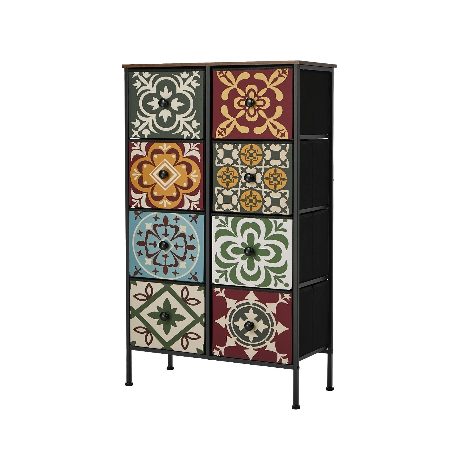 1 Oikiture 8 Chest Of Drawers Retro Tallboy Dresser Multi-Storage Foldable Fabric - Multi, 1 of 6