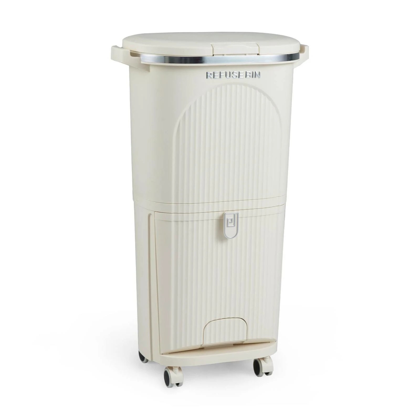 1 Costway 38L Kitchen Trash Can 2-Layer Sorting Rubbish Bin, 1 of 3