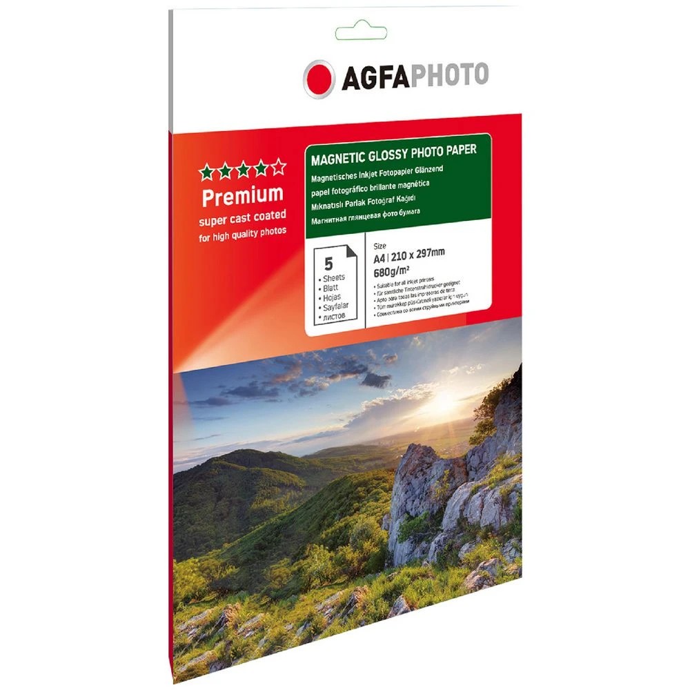 1 AGFA A4 Gloss Magnetic Paper 5 Pack, 1 of 2