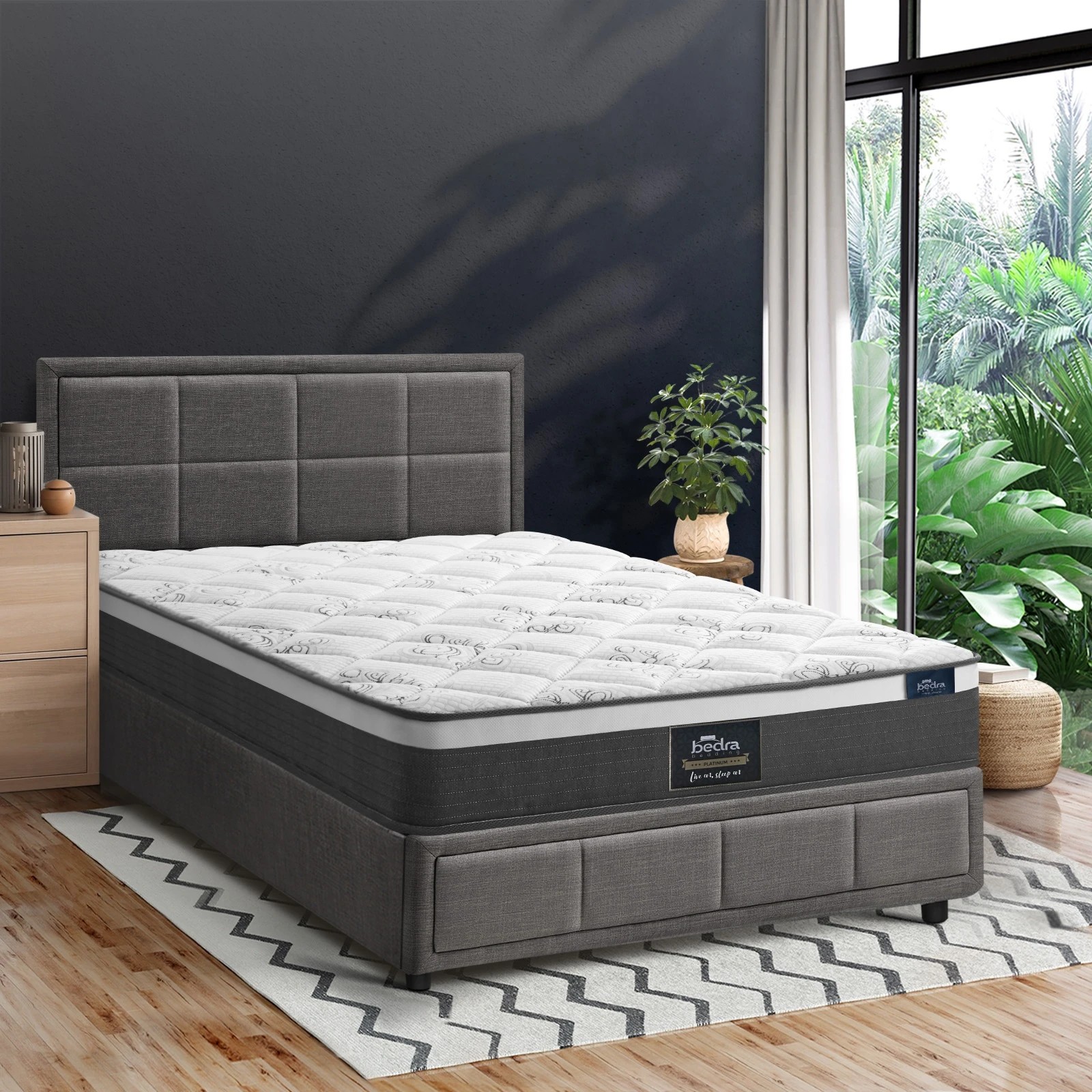 4 Oikiture Bed Frame King Single Size Gas Lift Storage With Mattress Set BOSS - Grey, 4 of 8