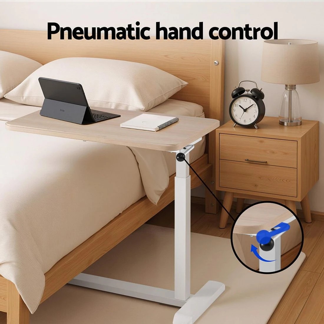 7 Artiss Laptop Desk Height Adjustable Mobile Workstation Computer Desks 70CM - Brown, 7 of 7