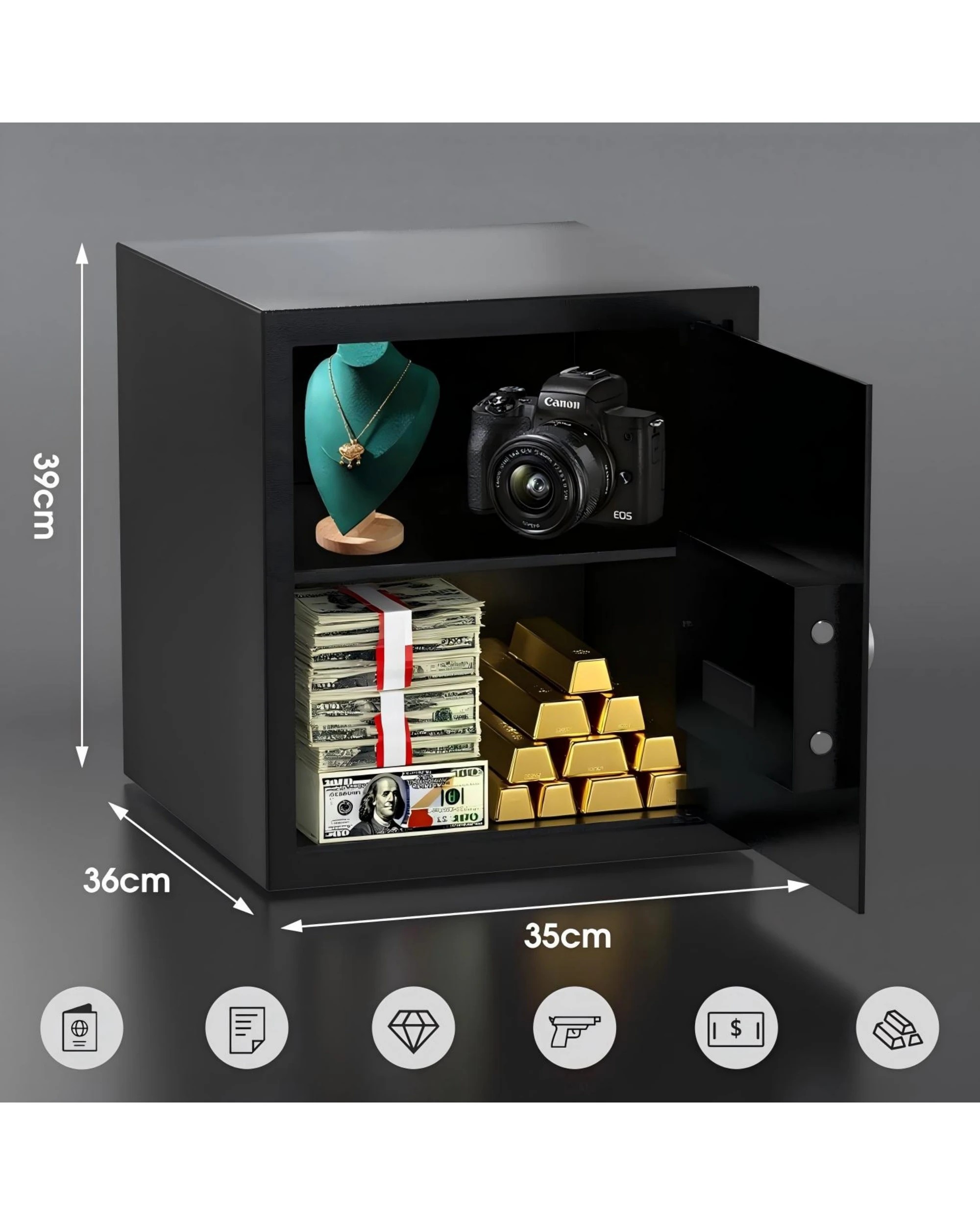 3 Advwin Security Safe and Lock Box 50 L/1.77Cubic Feet - Black, 3 of 8
