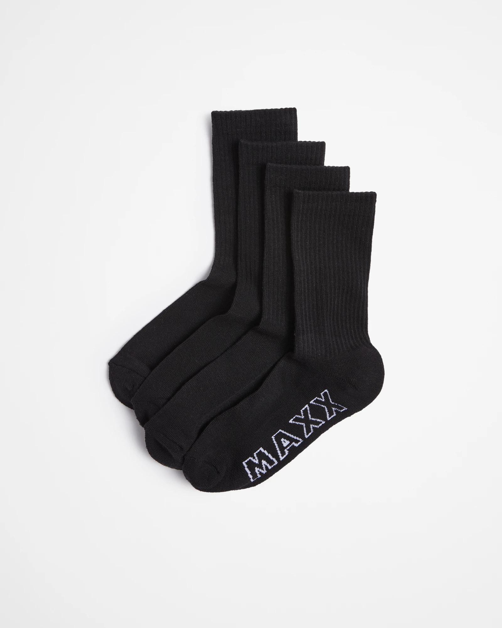 1 Kids Maxx Sport Crew Socks 4 Pack BLACK, 1 of 3