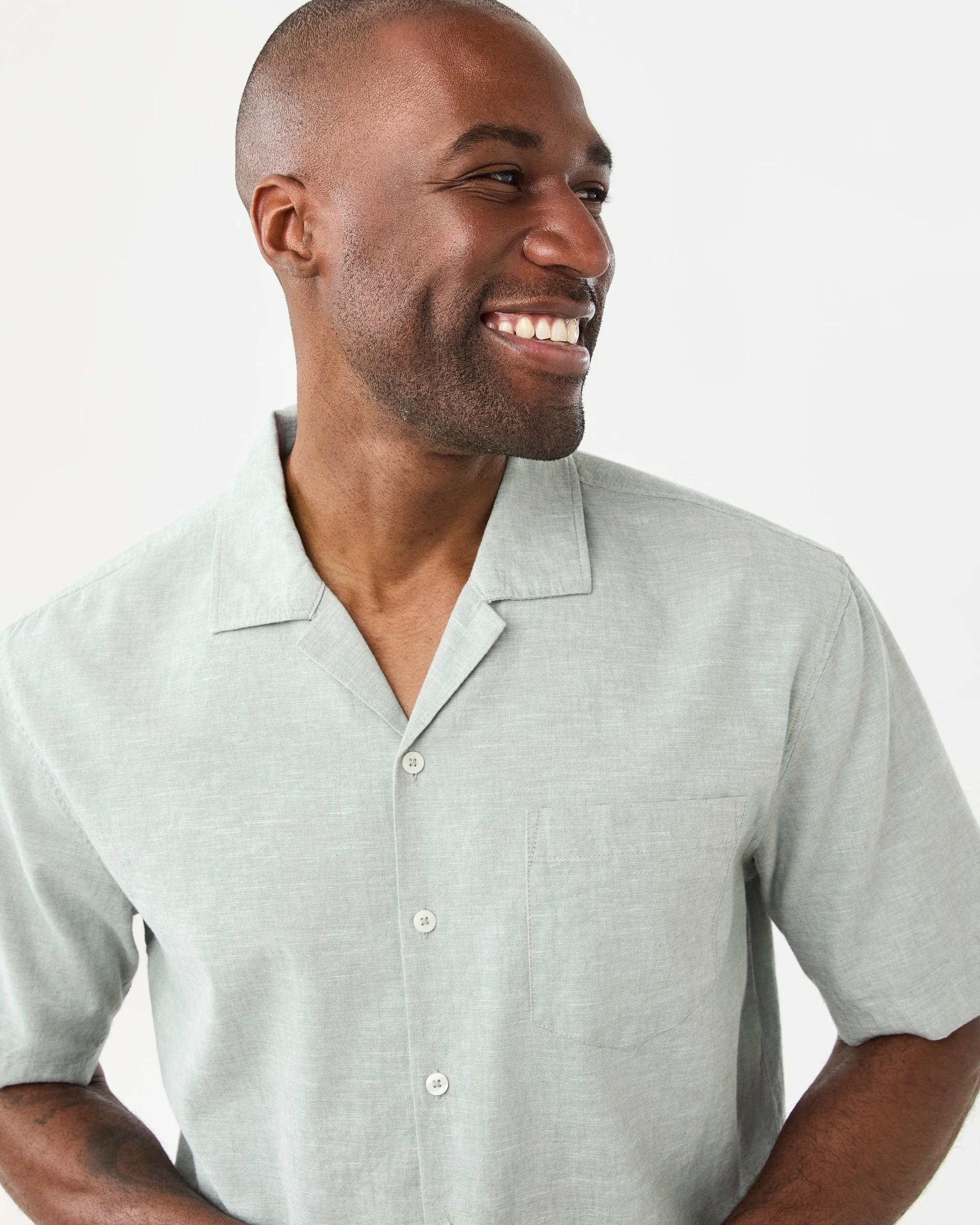 4 Short Sleeve Cotton Linen Shirt Grn Icebrg, 4 of 6