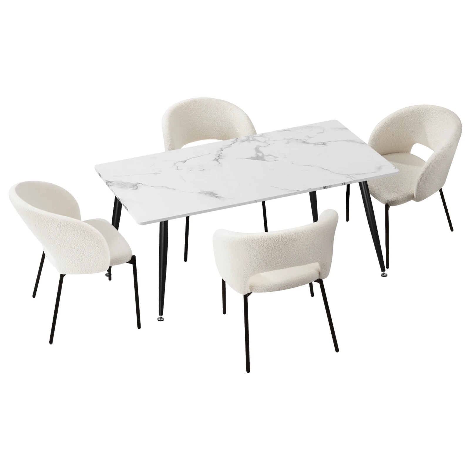 1 Oikiture 120cm Rectangle Dining Table With 4pcs Dining Chairs Sherpa
 - Multi, 1 of 10