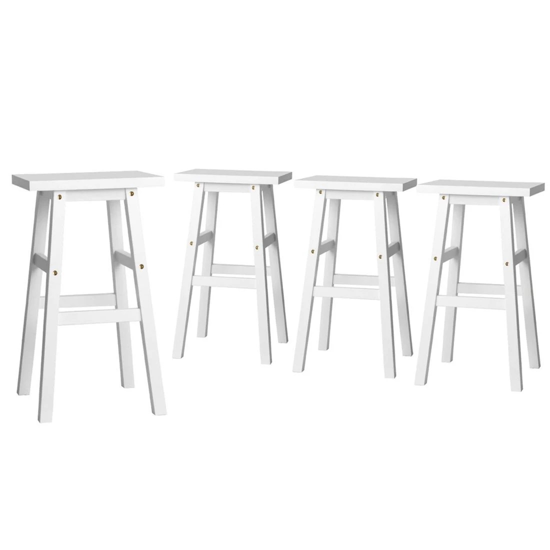 4 Artiss 4x Bar Stools Kitchen Chairs Wooden
 - white, 4 of 6