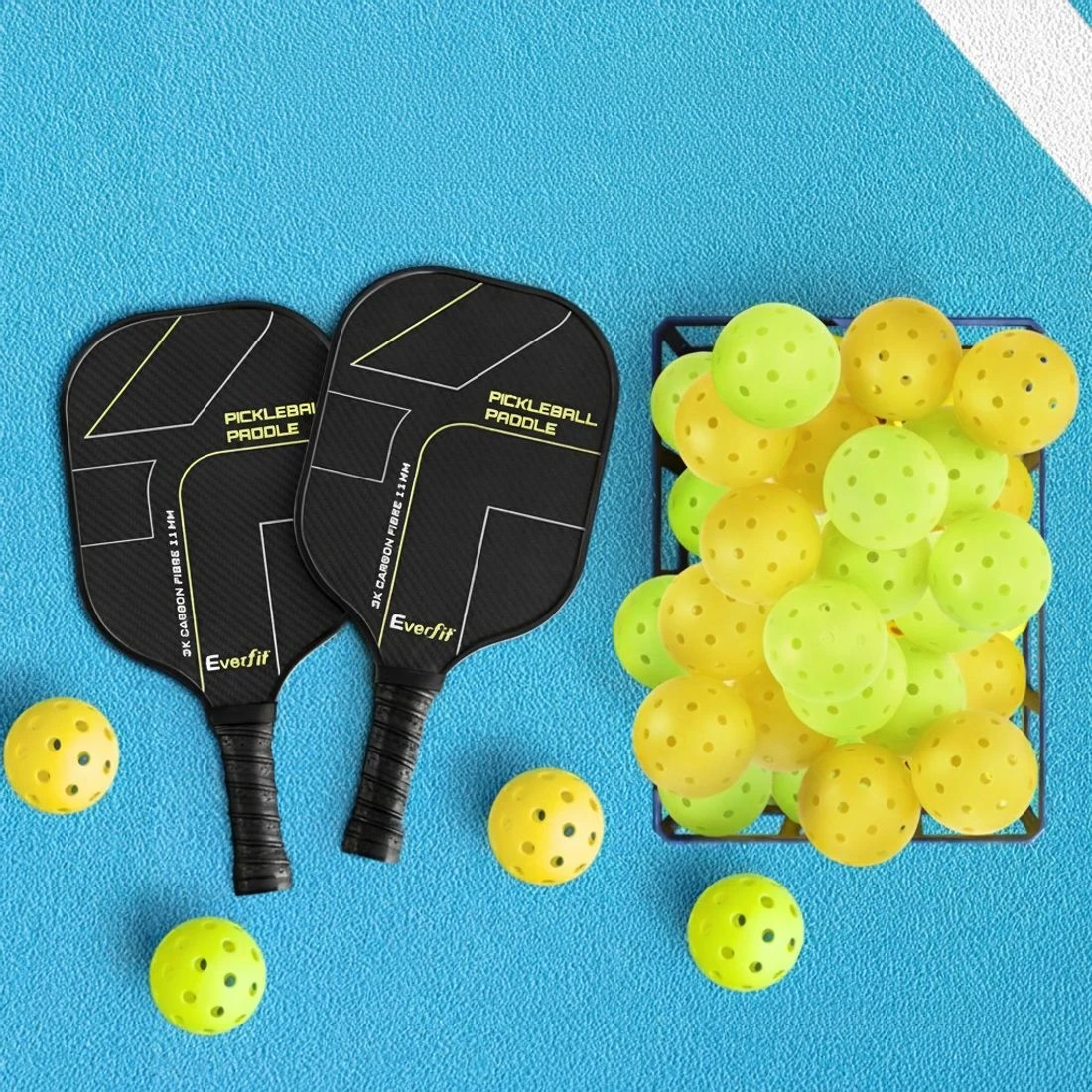 6 Everfit 12PC Pickleballs Set 40-Hole Design Indoor Outdoor Durable PE Balls Green/ - Multi, 6 of 6