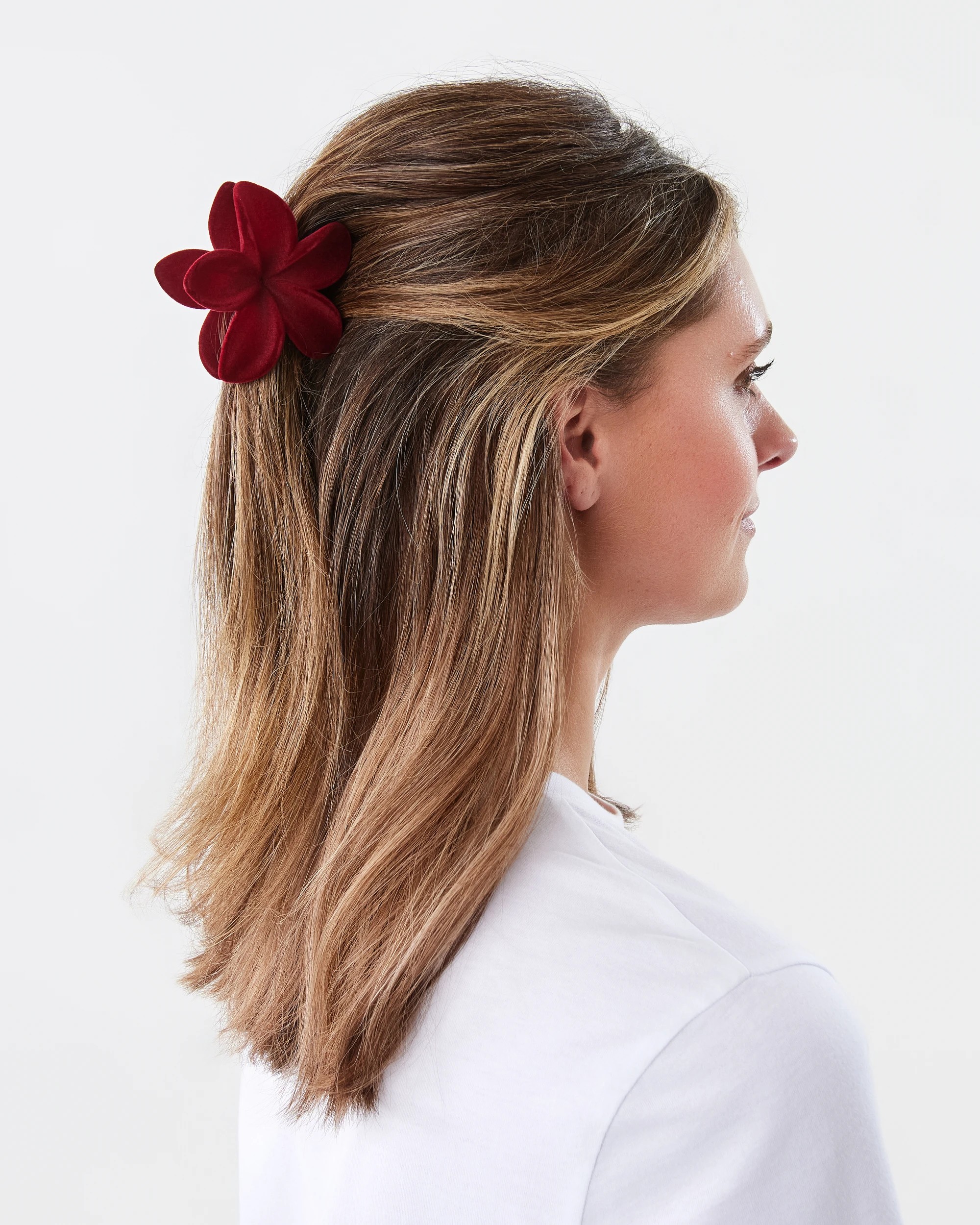 2 Red Velvet Frangipani Claw Hair Clip, 2 of 3