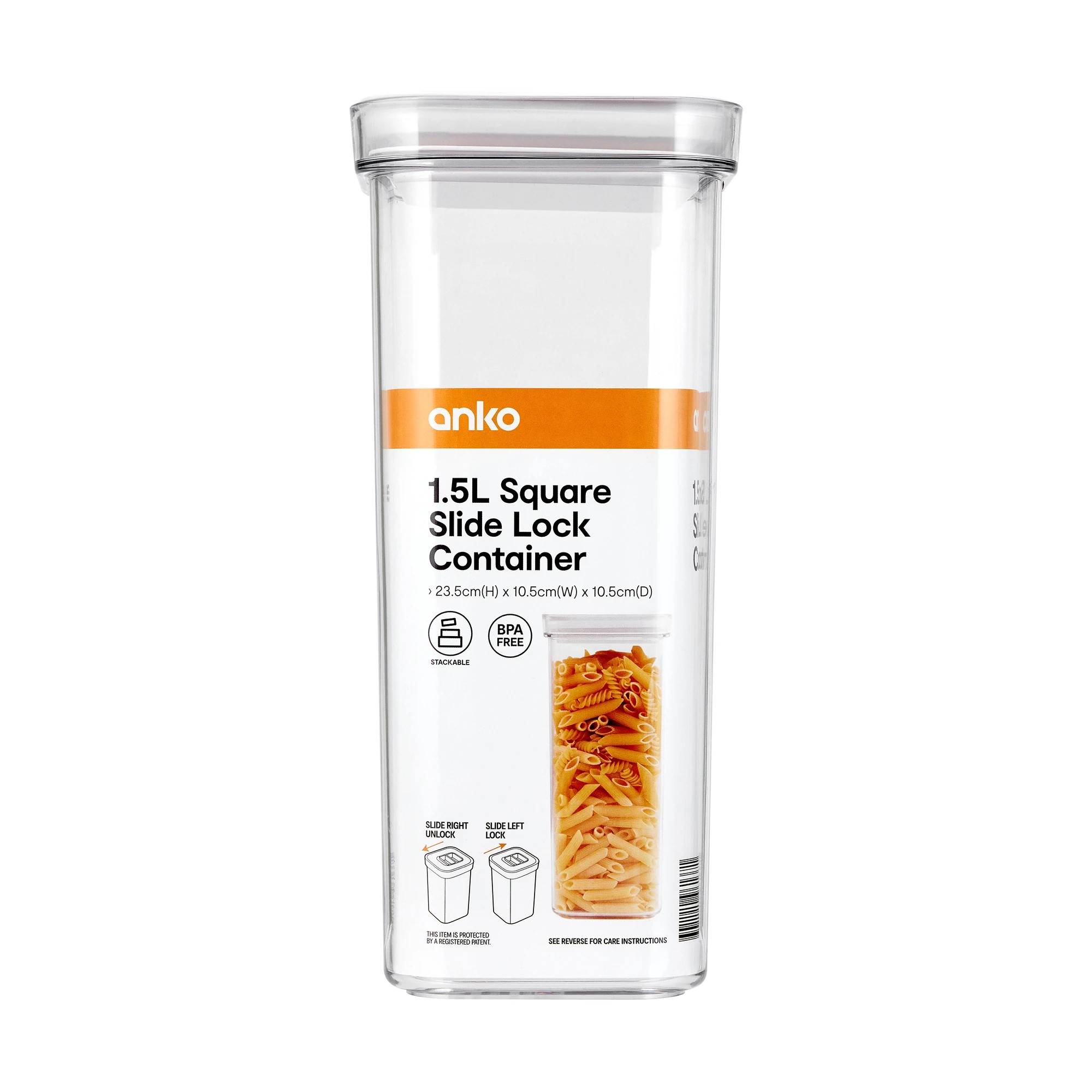 4 1.5L Square Slide Lock Container, 4 of 4
