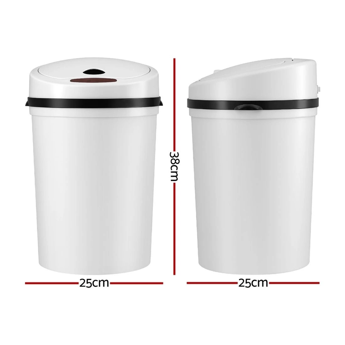 2 Devanti Sensor Bin Motion Rubbish Bins Kitchen Automatic Trash Can 9L - White, 2 of 6