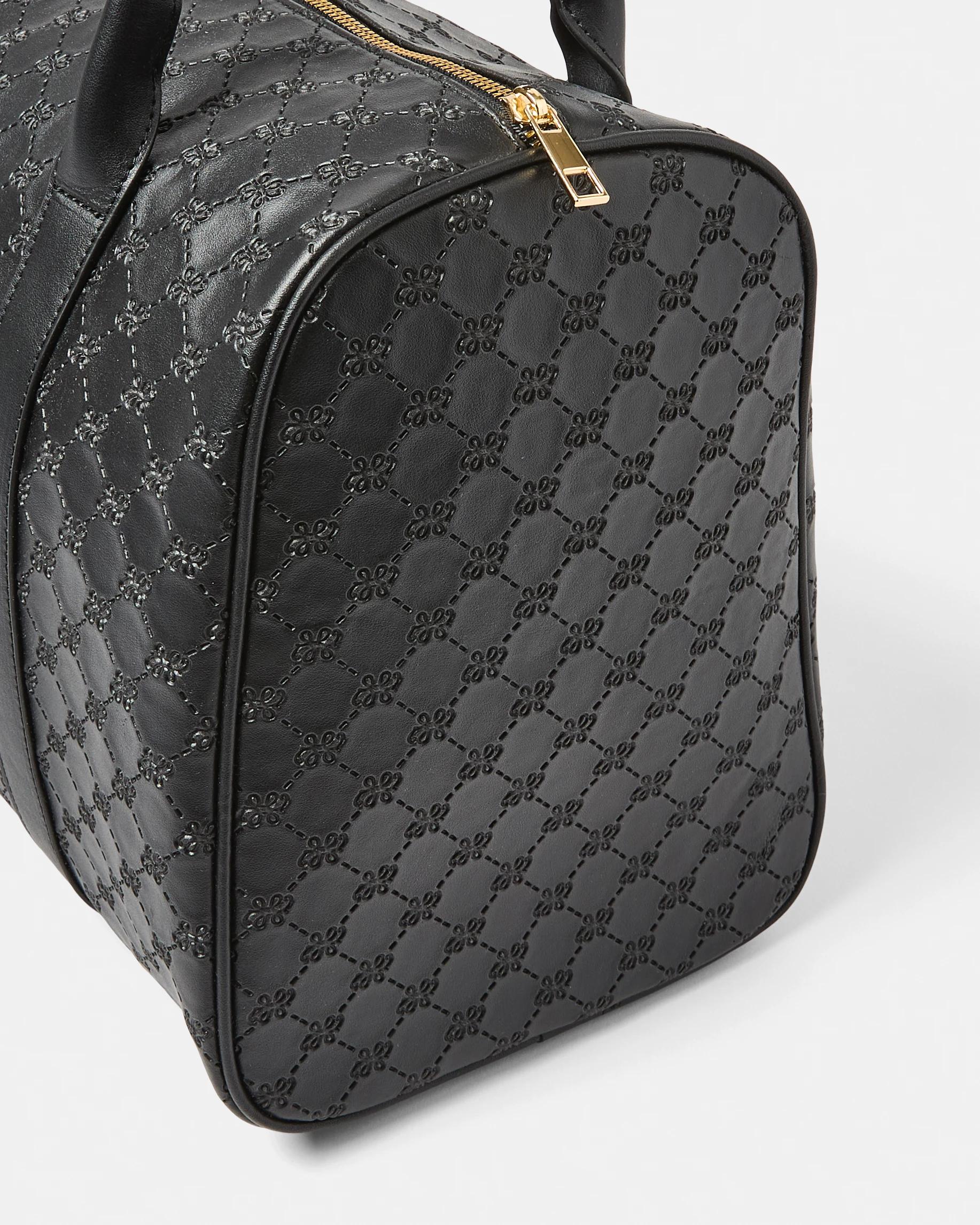 3 Embossed Weekender Bag Blk Mono, 3 of 5