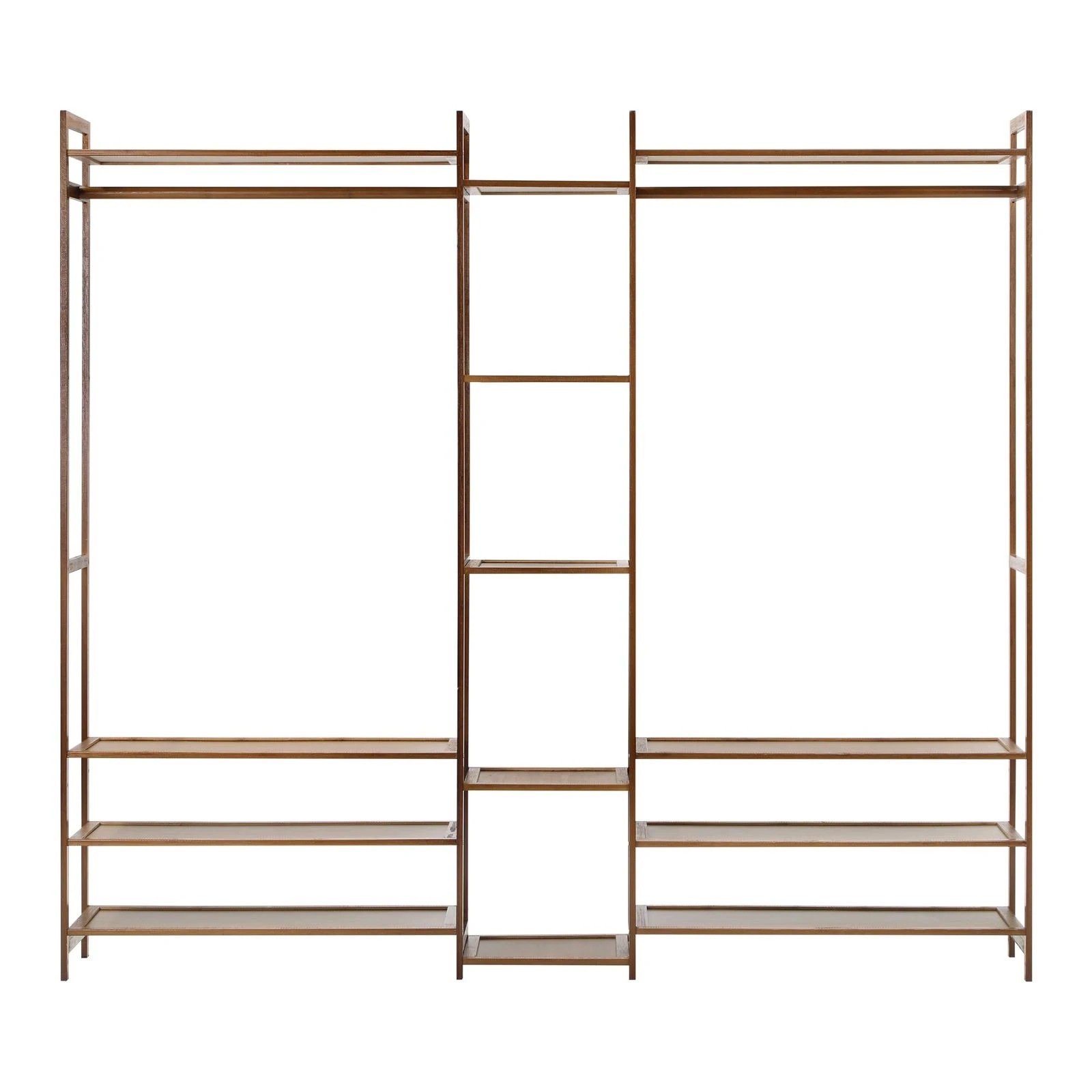 6 Oikiture Clothes Rack Open Wardrobe Garment Coat Hanging Rail Bamboo 13 Shelves
 - Natural, 6 of 10