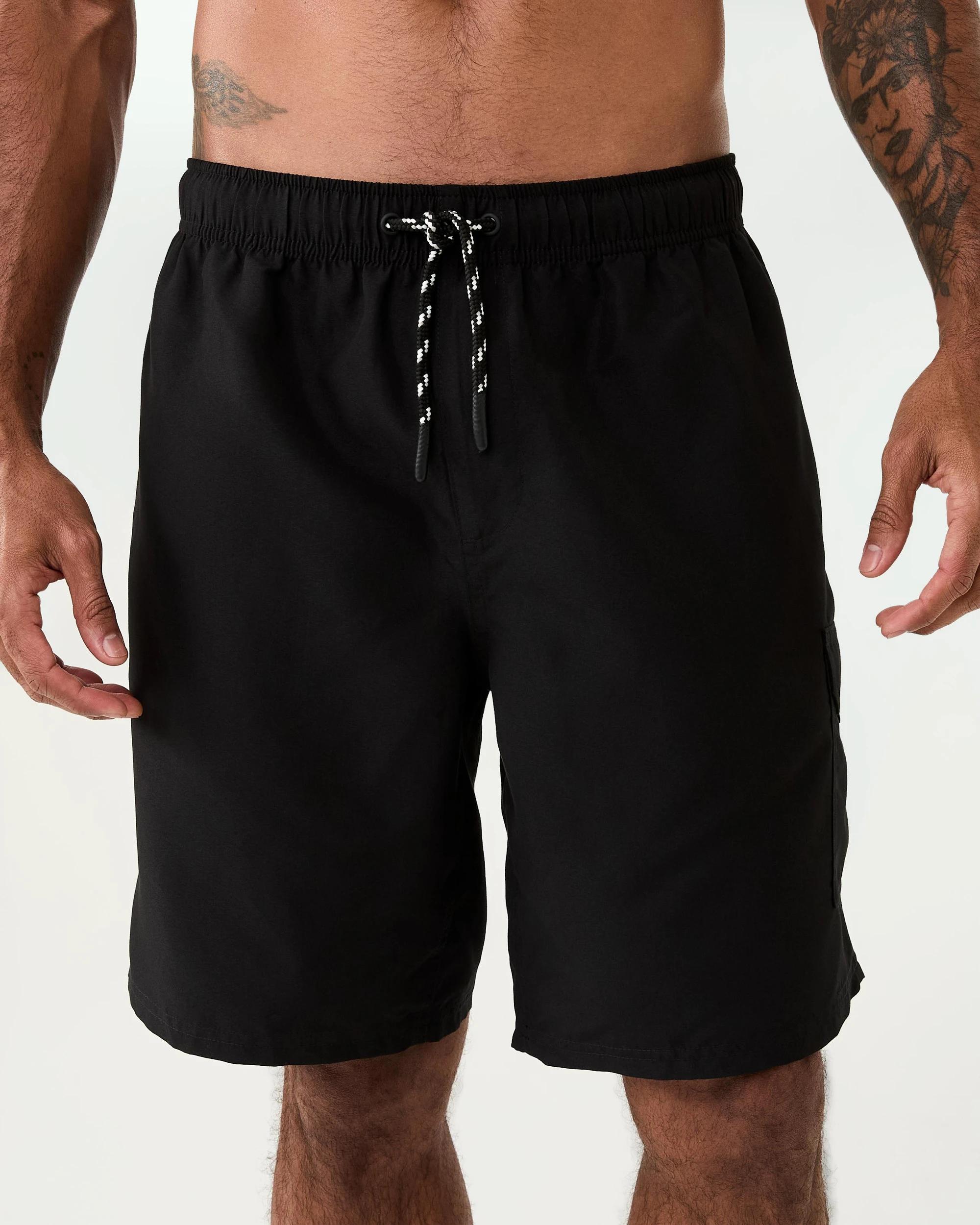 1 Elastic Waist Regular Cargo Boardshorts Black, 1 of 7