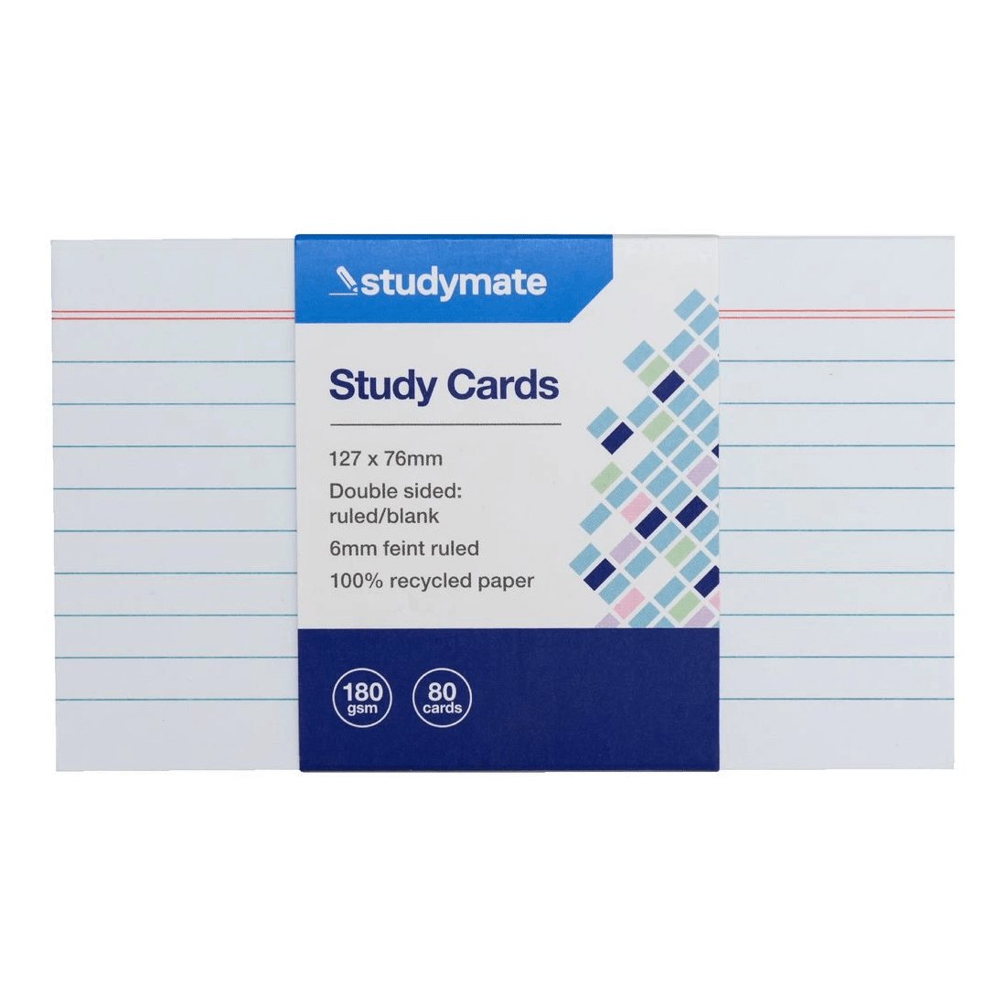 3 Studymate Study Cards 127x76mm 80 Pack White, 3 of 3