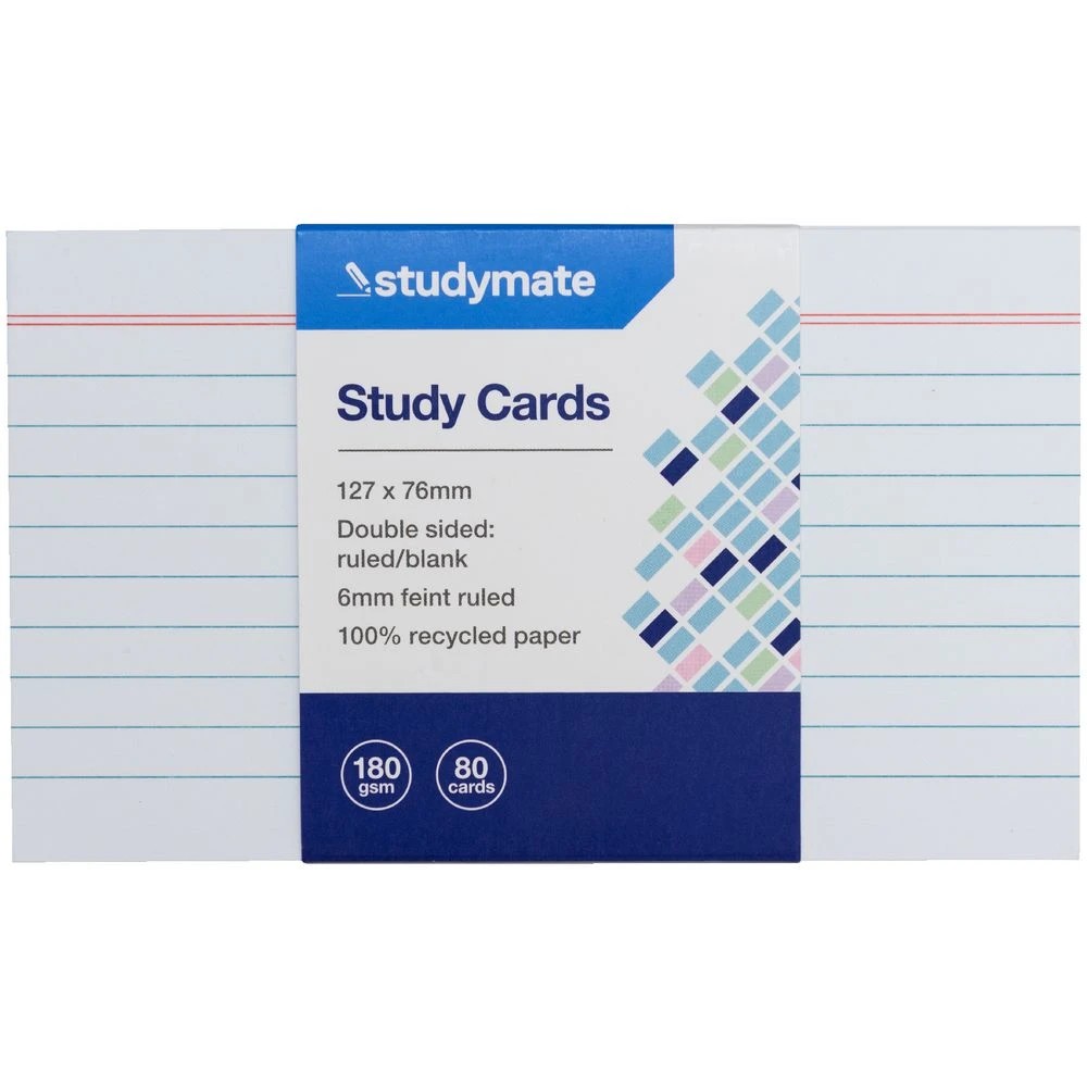 3 Studymate Study Cards 127x76mm 80 Pack White, 3 of 3
