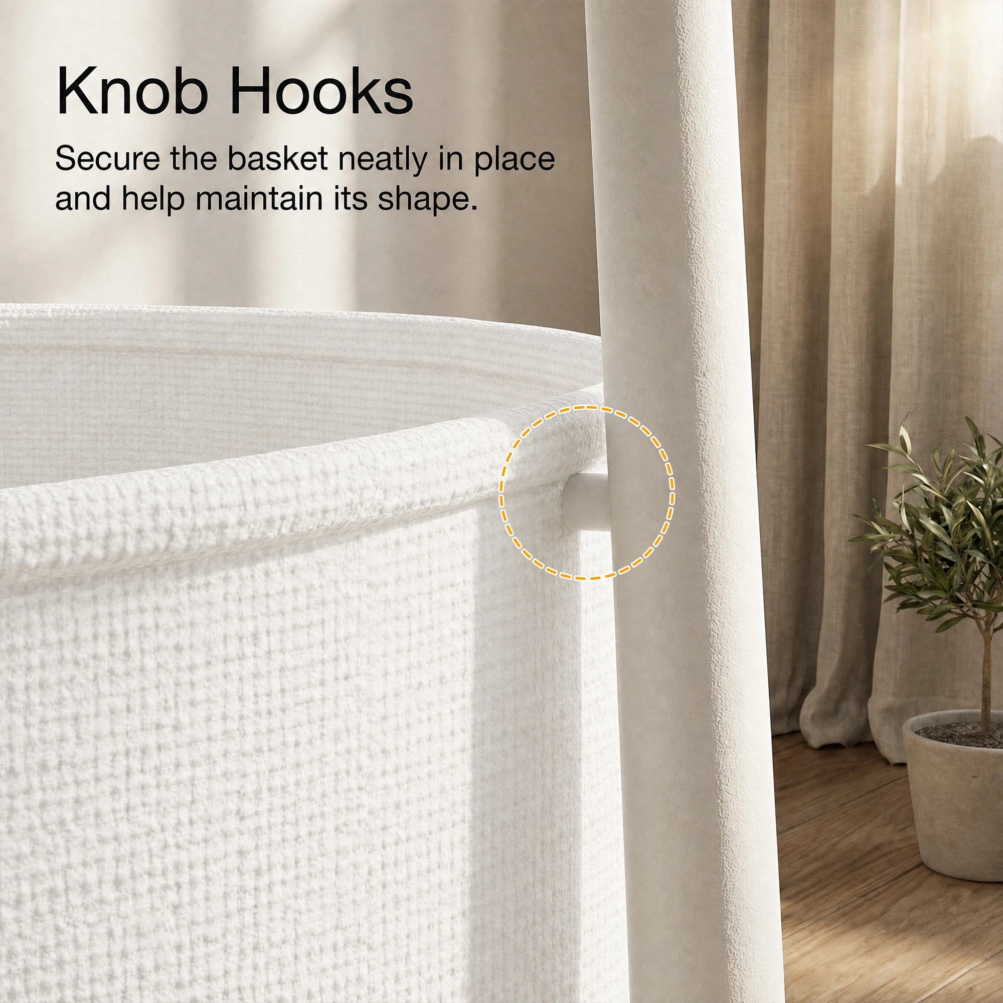 8 Advwin Small Round Side Table with Charging Station Nightstand with Fabric Basket - White, 8 of 8