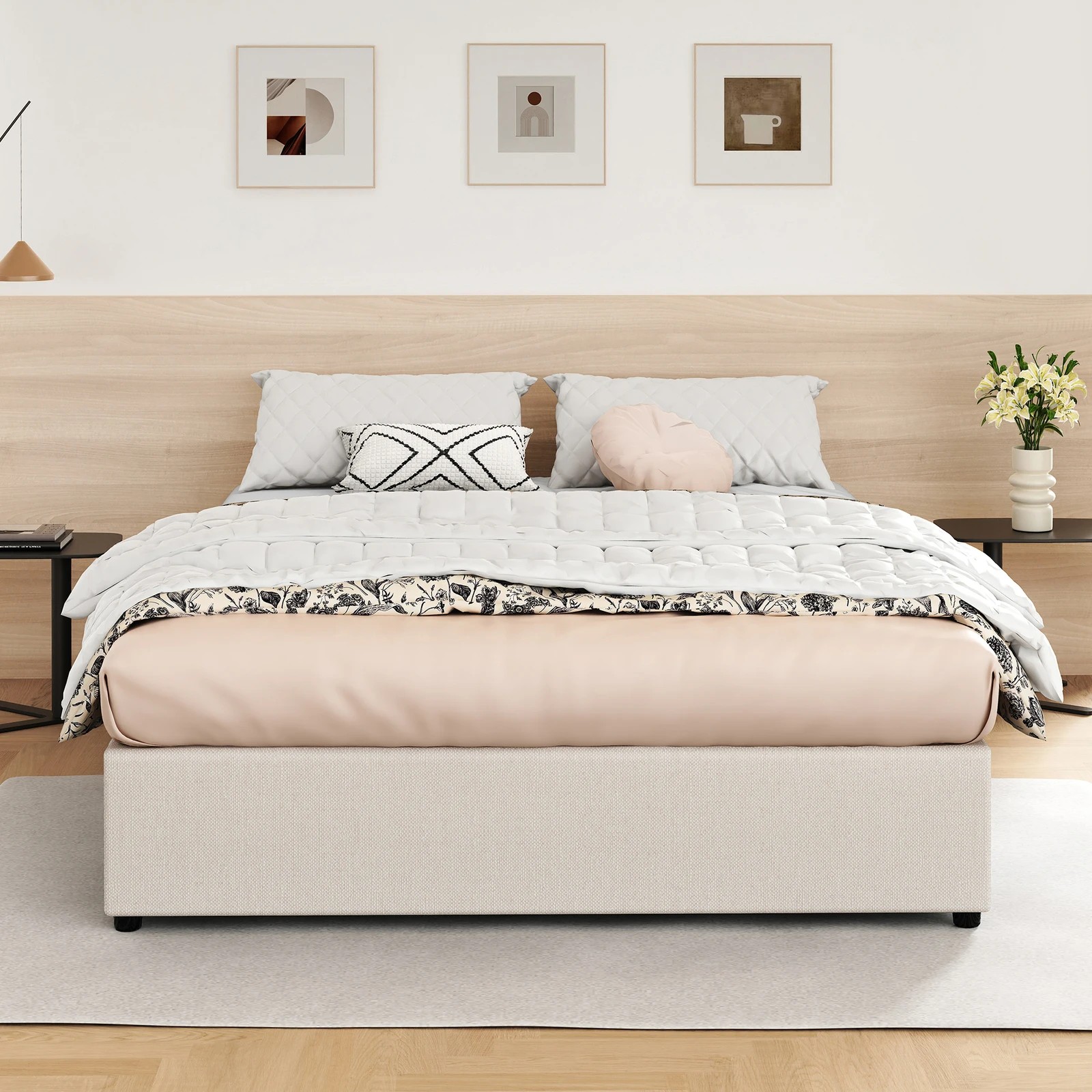 4 Alfordson Bed Frame Queen Size Gas Lift Storage Mattress Base Barlow - Beige, 4 of 10