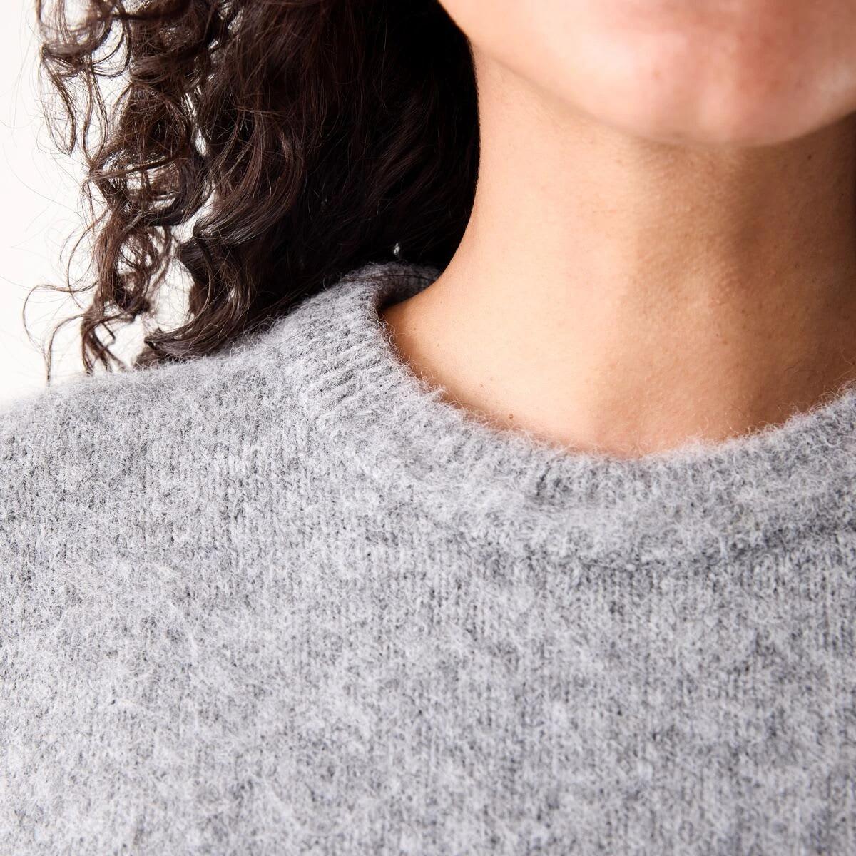 6 Short Sleeve Fluffy Knit Jumper Grey Marle, 6 of 10