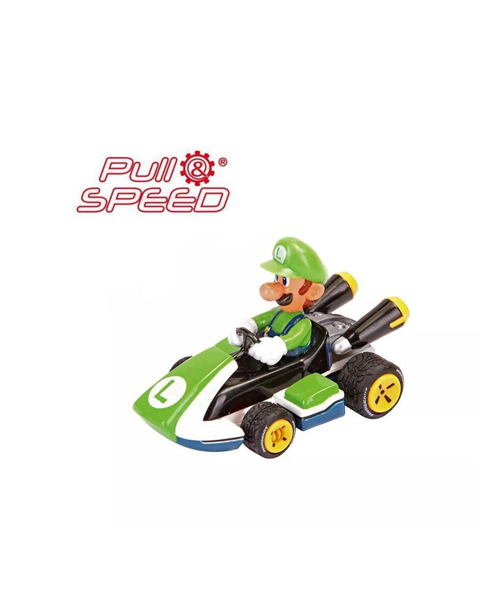 6 CARRERA 2PK Pull And Speed Car Mario Kart Toy Collectible 1 43 Scale Blister Assorted - black, 6 of 7