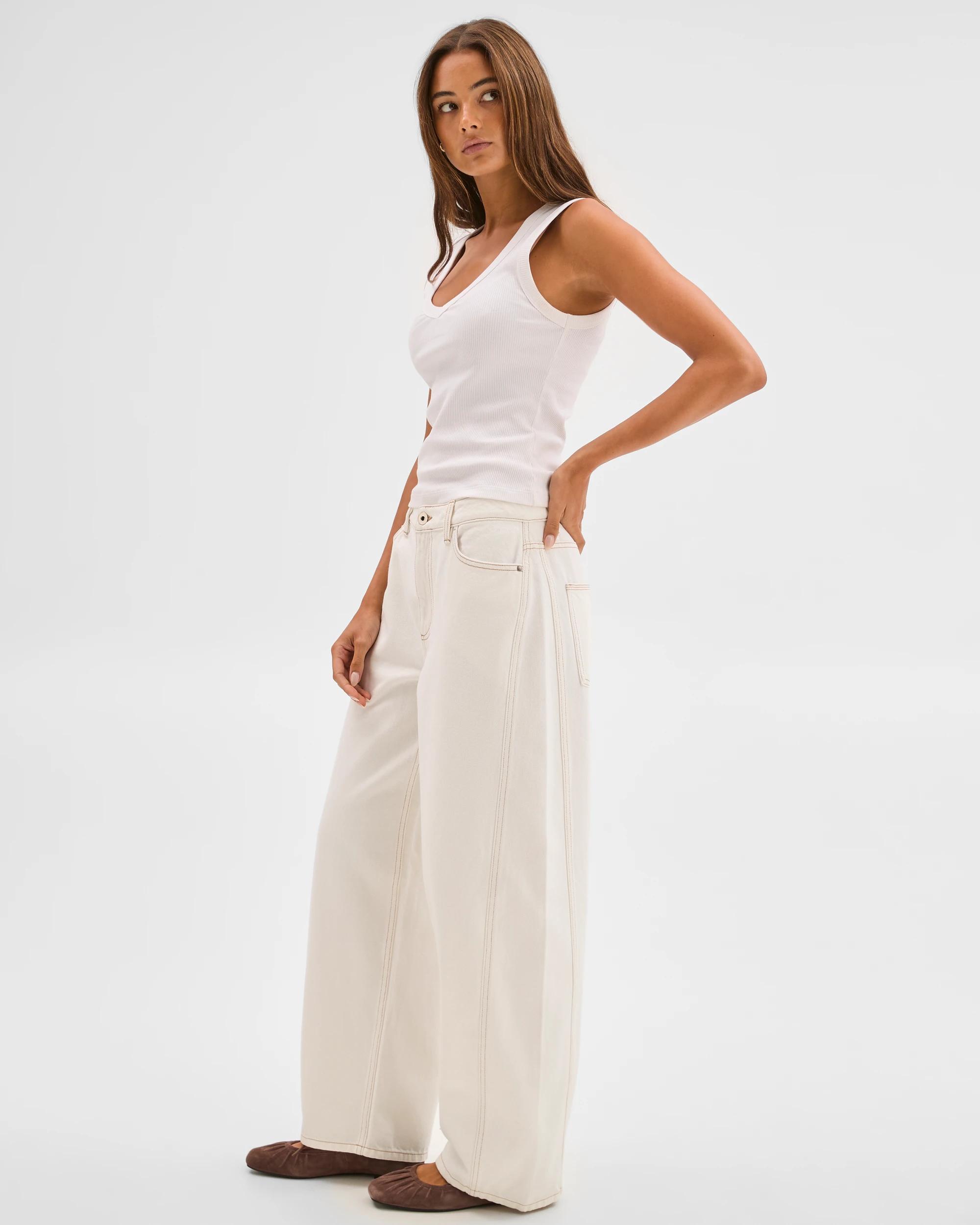 3 Lily Loves Barrel Leg Denim Jeans IVORY, 3 of 7