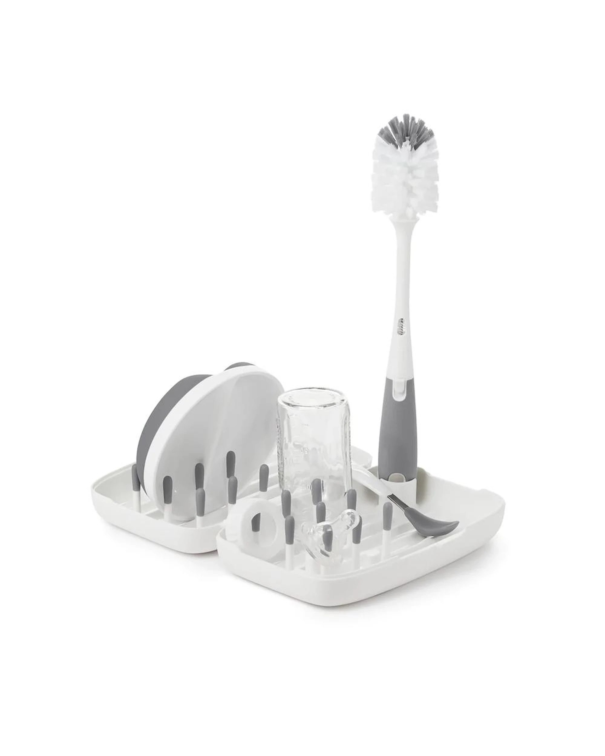 1 OXO Tot On the Go Drying Rack & Bottle Brush Set Grey Bottles Feeding Cups, 1 of 1