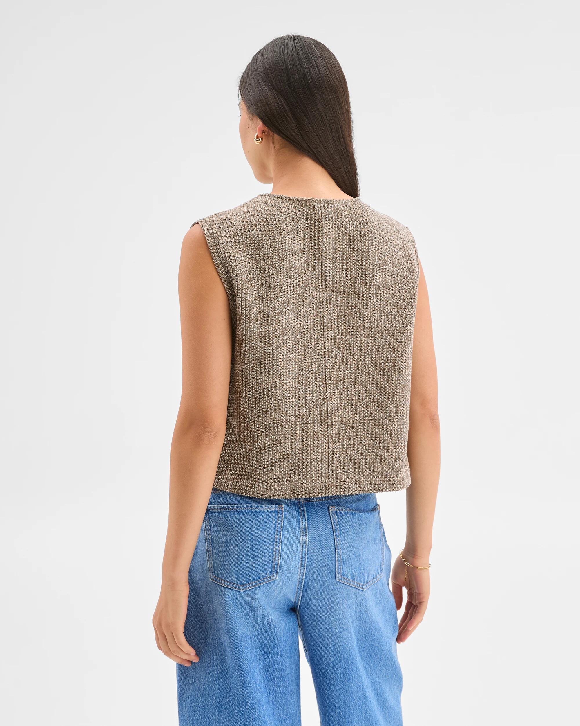 5 Target Woman Sleeveless Button Through Front Vest TAUPE GREY MARLE, 5 of 5