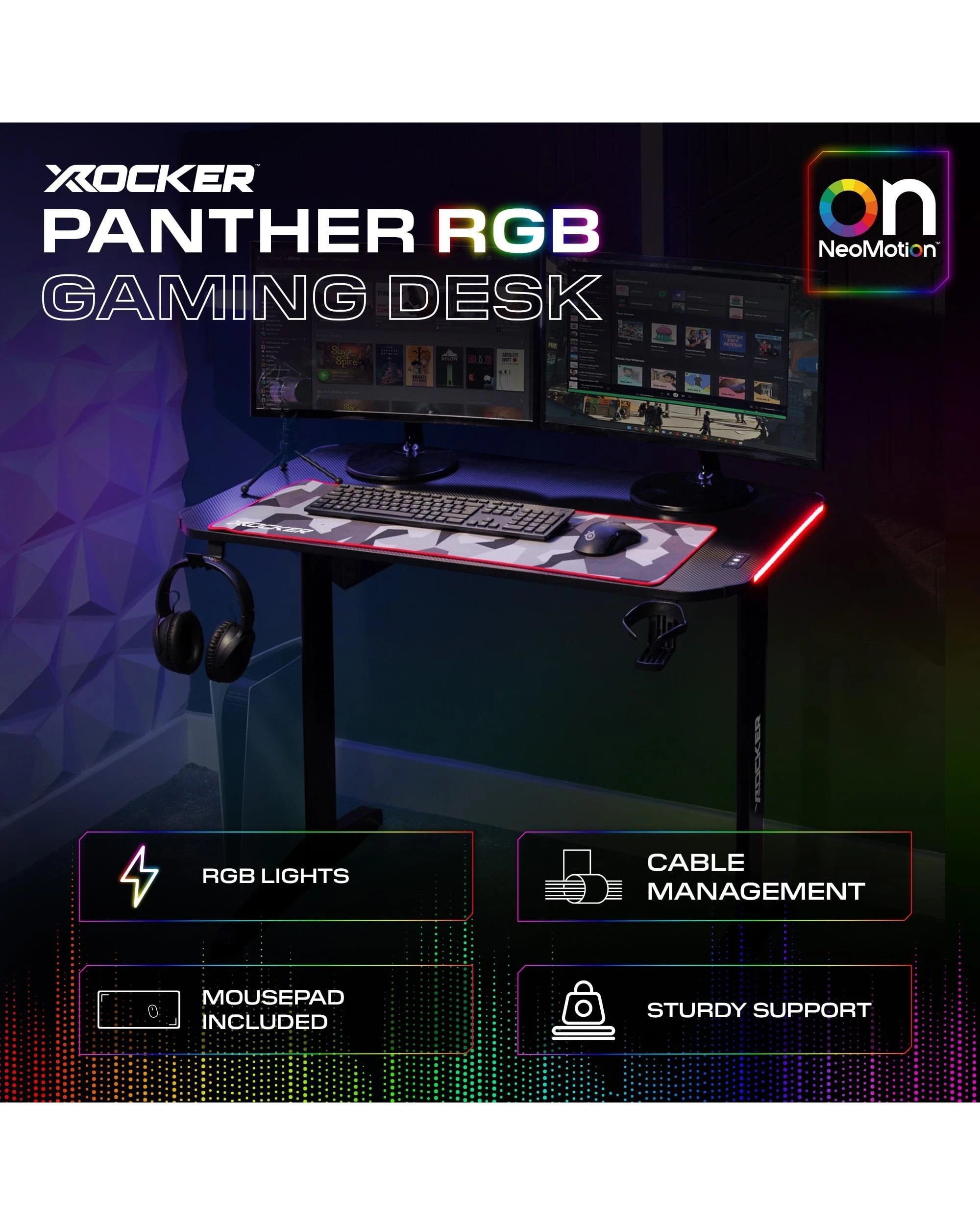 7 X Rocker Panther RGB Gaming Desk, 7 of 9