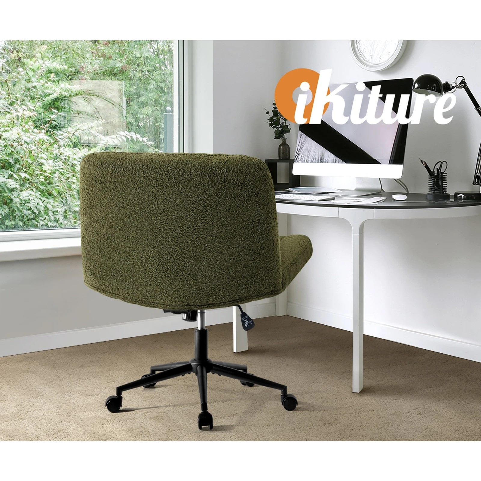 9 Oikiture Armless Office Desk Chair Sherpa
 - Green, 9 of 10