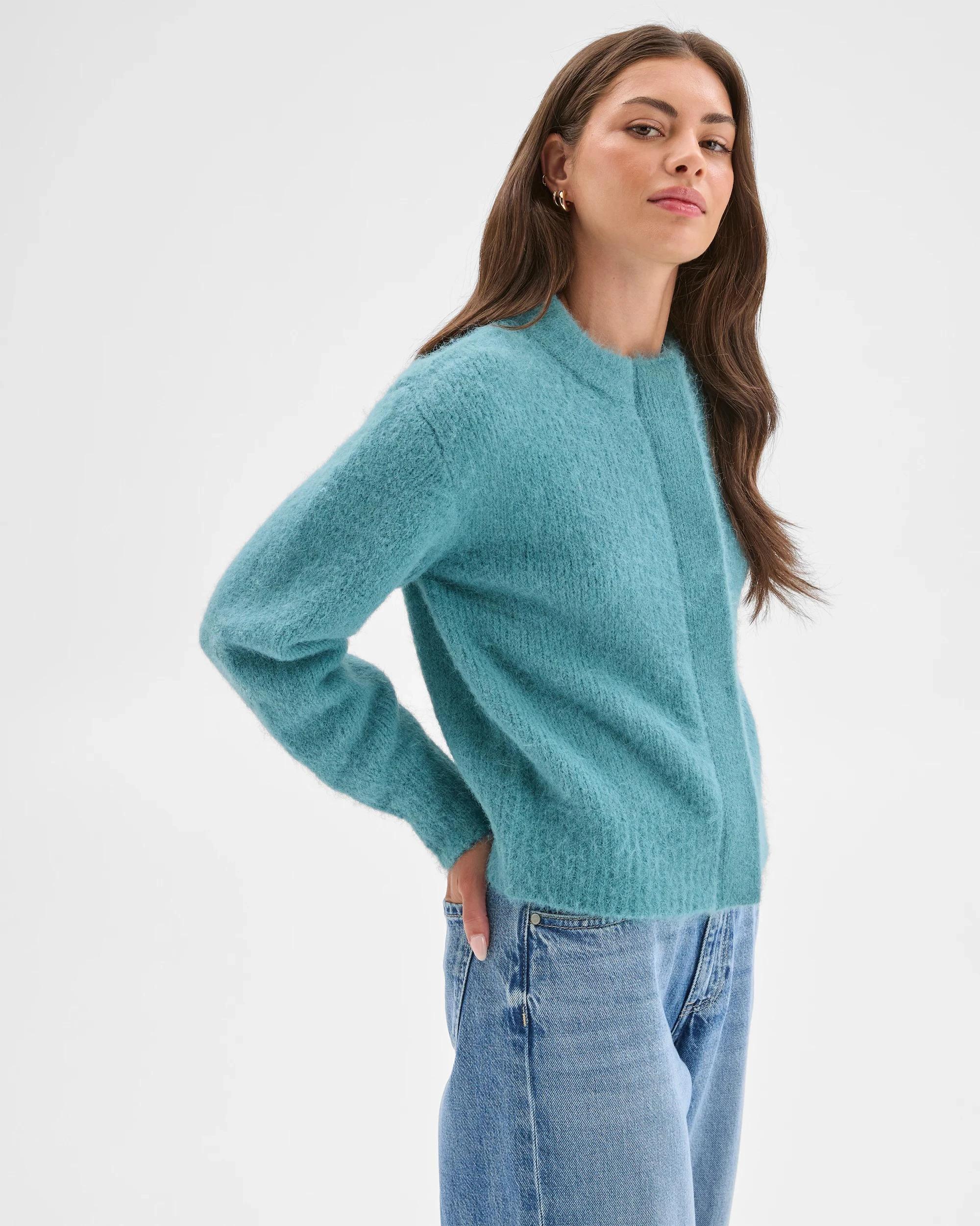 6 Target Petites Plush Knit Cardigan ARCTIC BLUE, 6 of 7