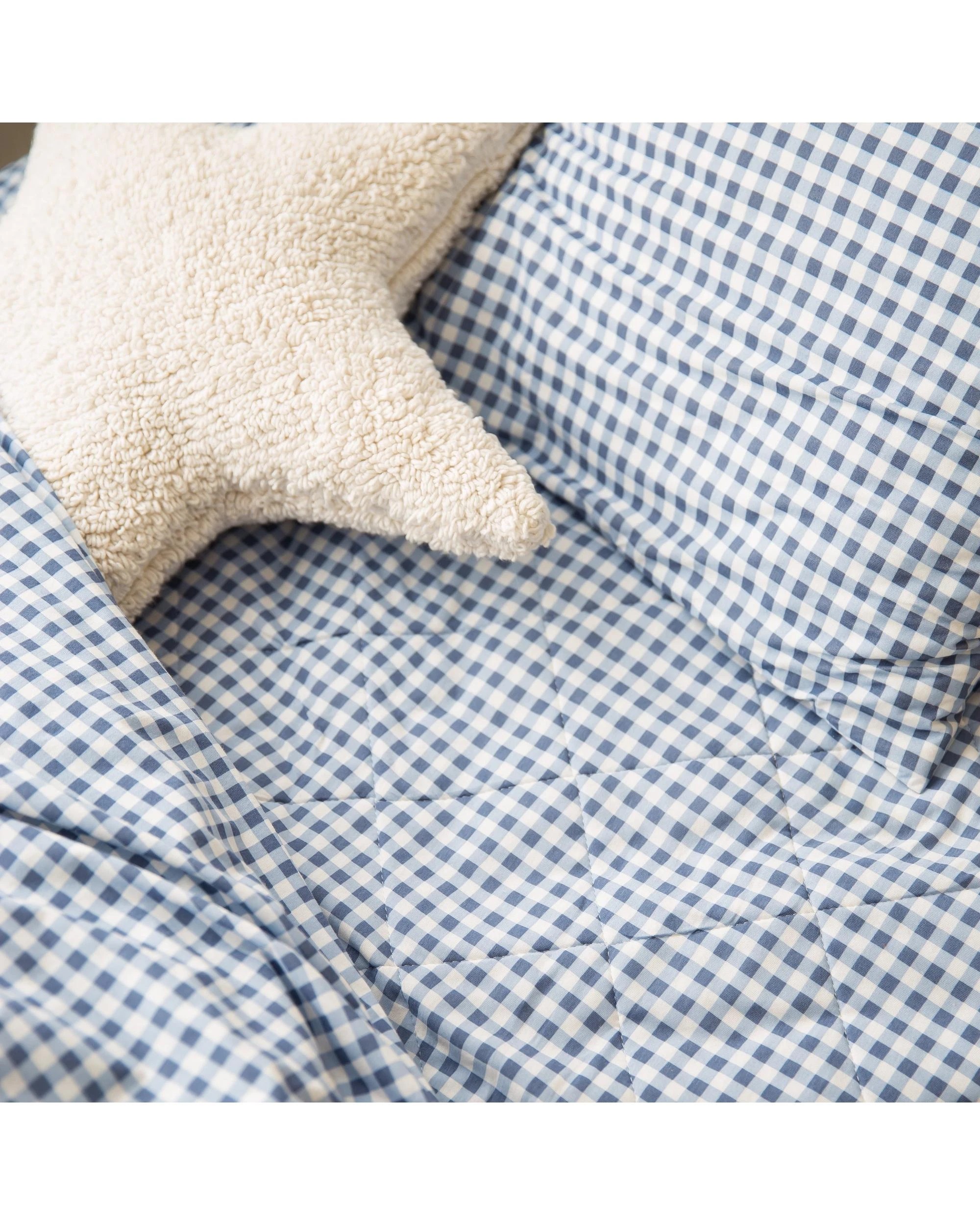 1 The Midnight Gang Dusty Blue Gingham Bed Wetting Mat - Queen with wings - Pattern, 1 of 4