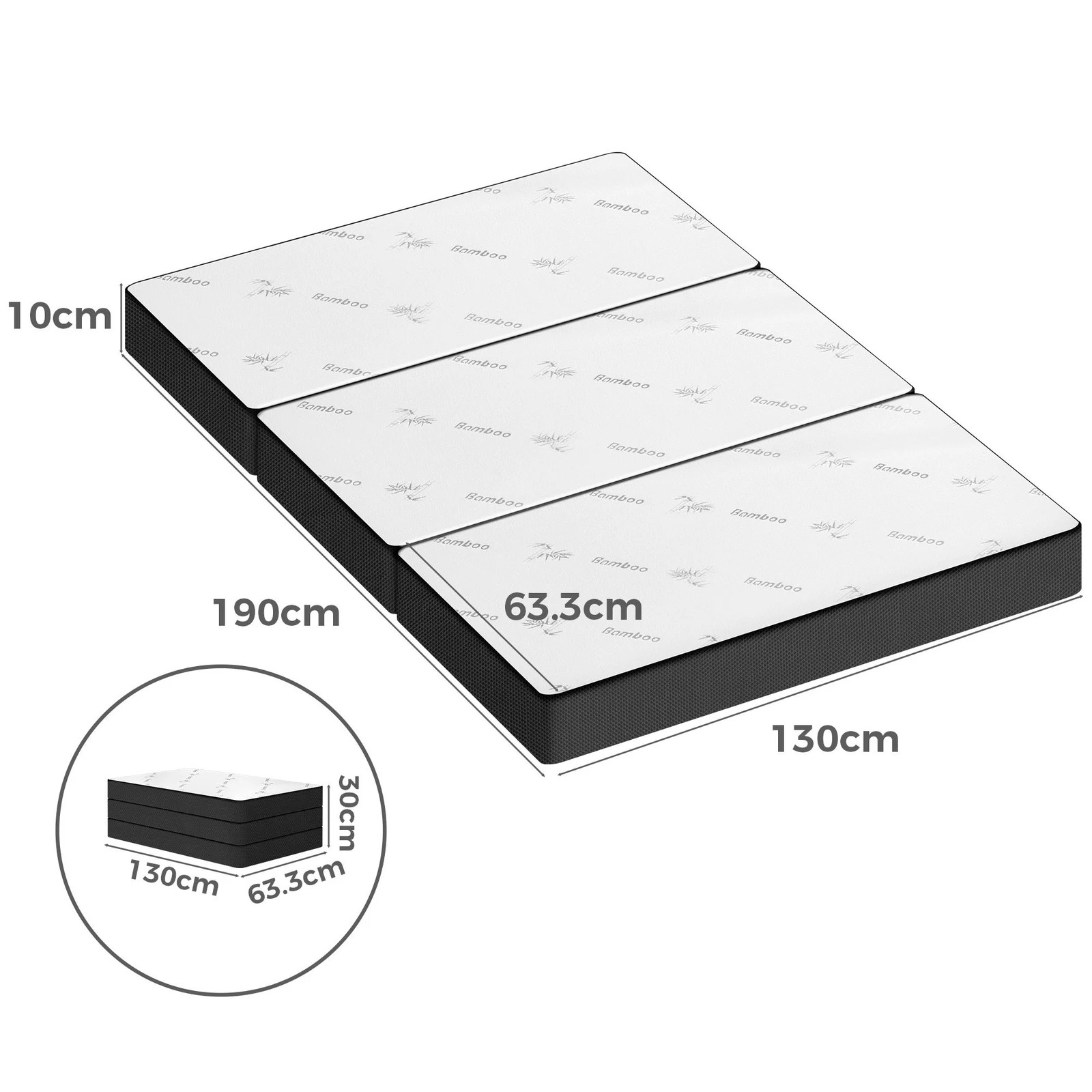 4 Starry Eucalypt Foldable Mattress Folding Foam Mesh Bamboo 130x190CM - White, 4 of 4