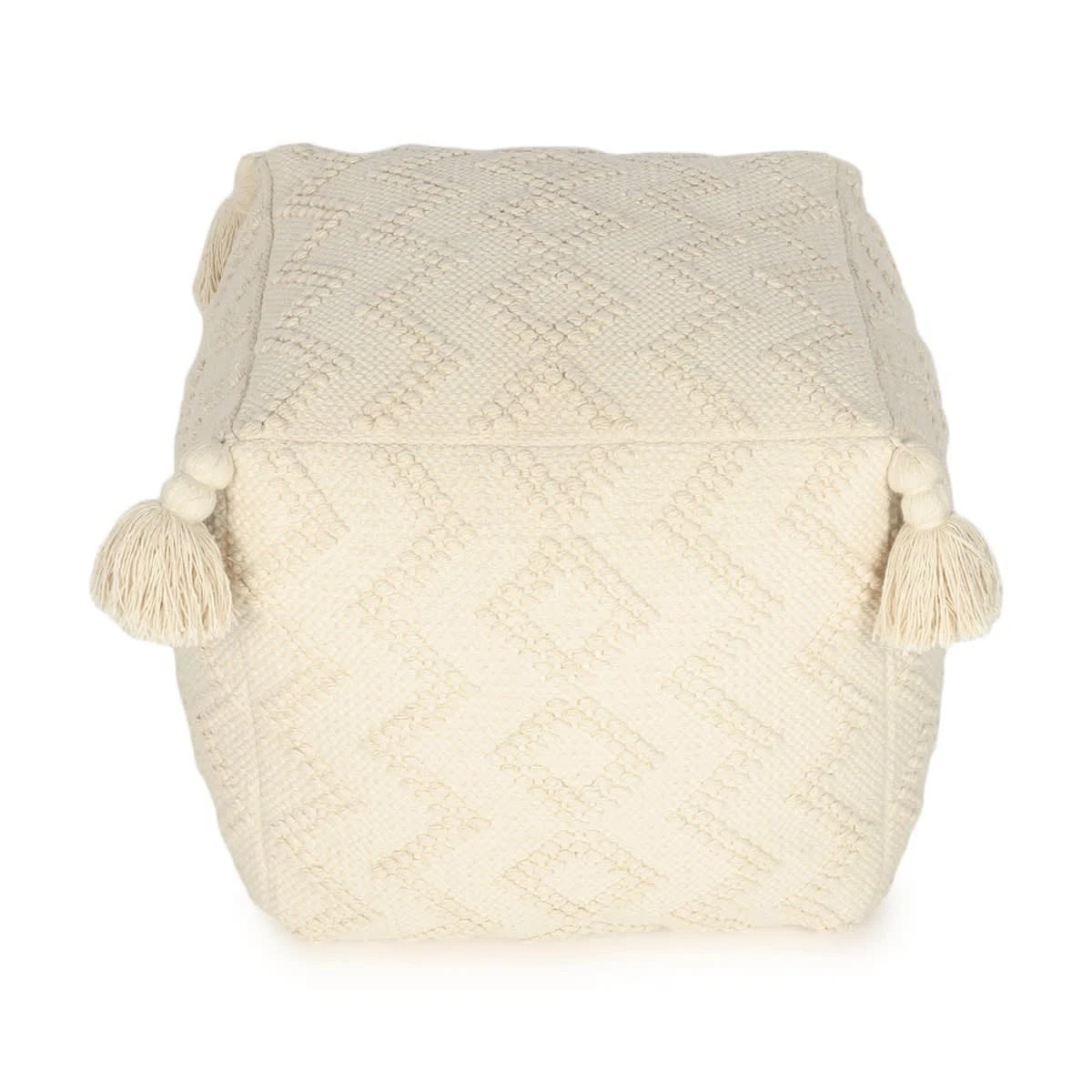 1 Faye Tassel Ottoman - Natural, 1 of 7
