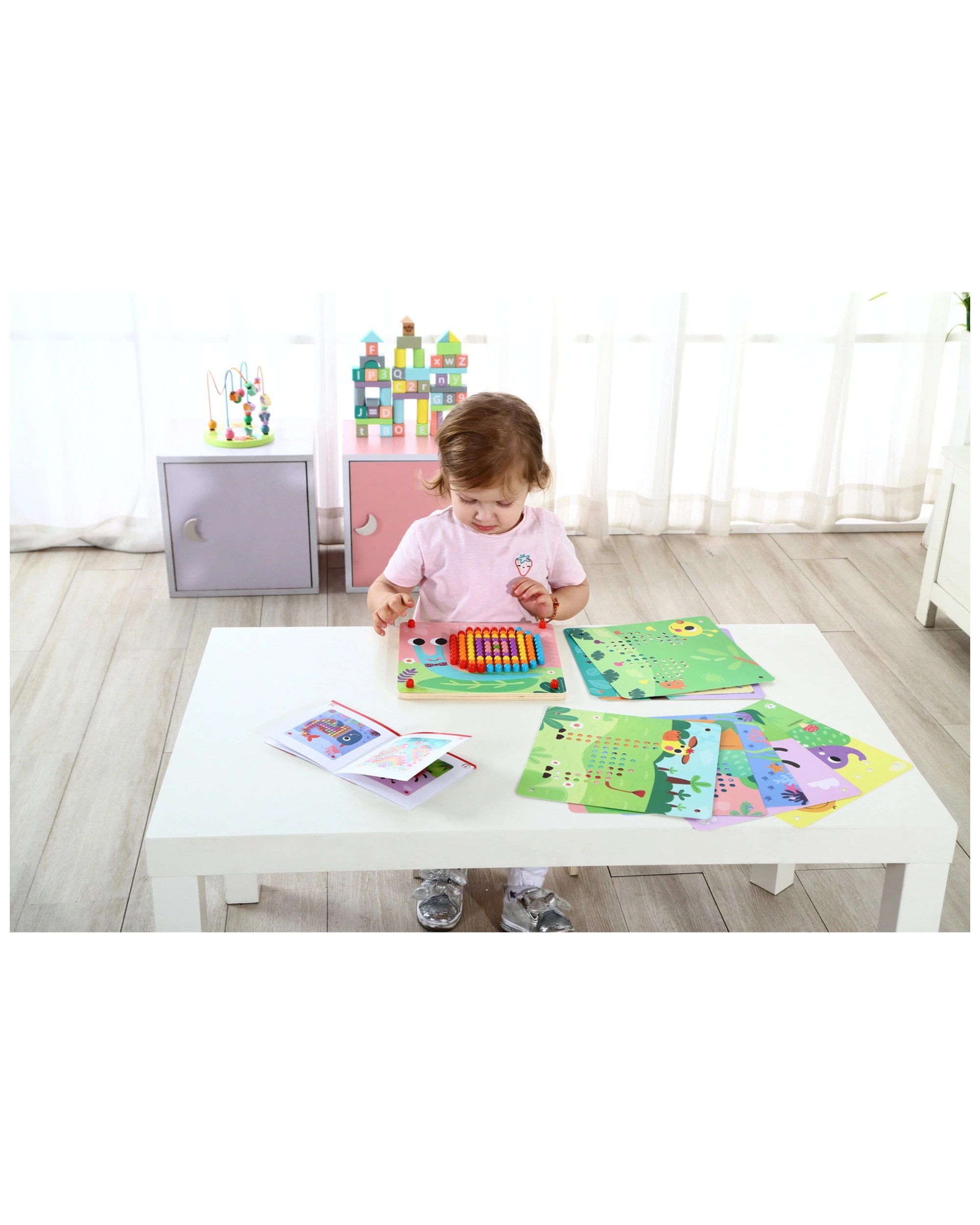 3 Tooky Toy 222pc Wooden Pattern Pegs Educational Board Game Kids 3+. - Multi, 3 of 6