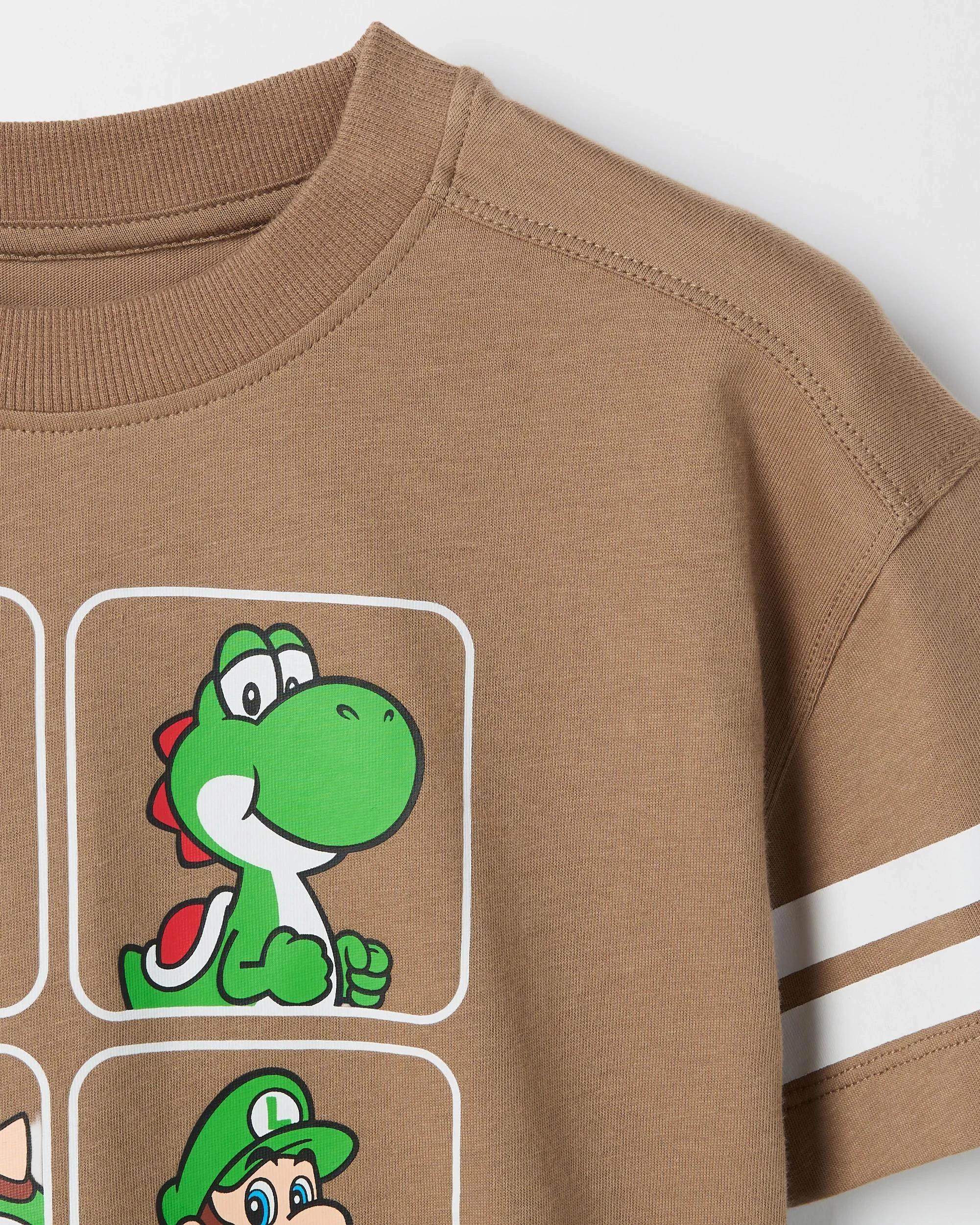 6 Super Mario Australian Cotton Oversized T-Shirt BROWN, 6 of 6