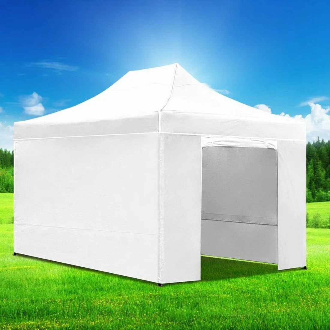 7 Instahut Gazebo 3x4.5 Pop Up Marquee Folding Tent Wedding Gazebos Camping Outdoor Shade Canopy - White - White, 7 of 9
