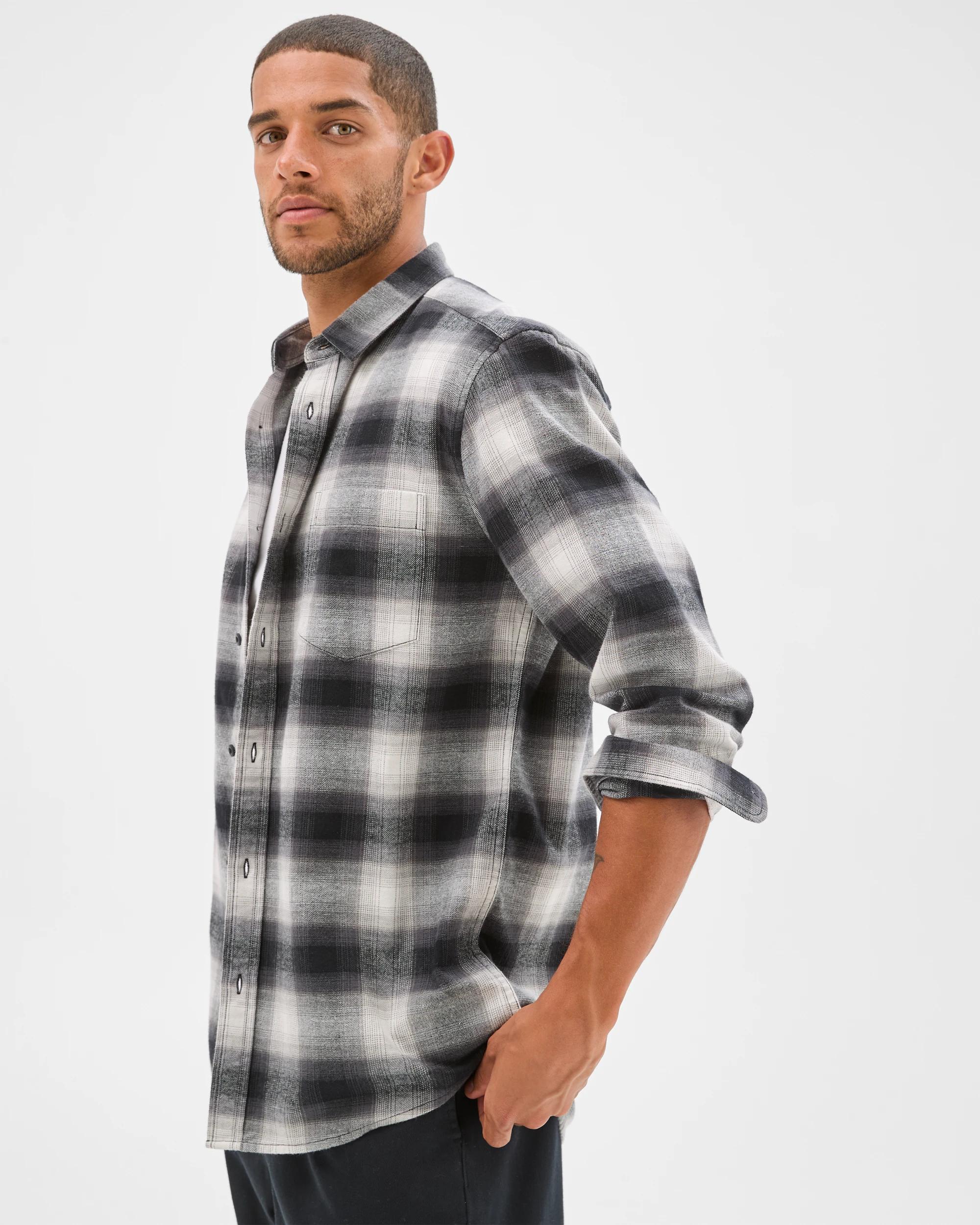 3 Target Australian Cotton Long Sleeve Flannelette Shirt BLACK MULTI, 3 of 5