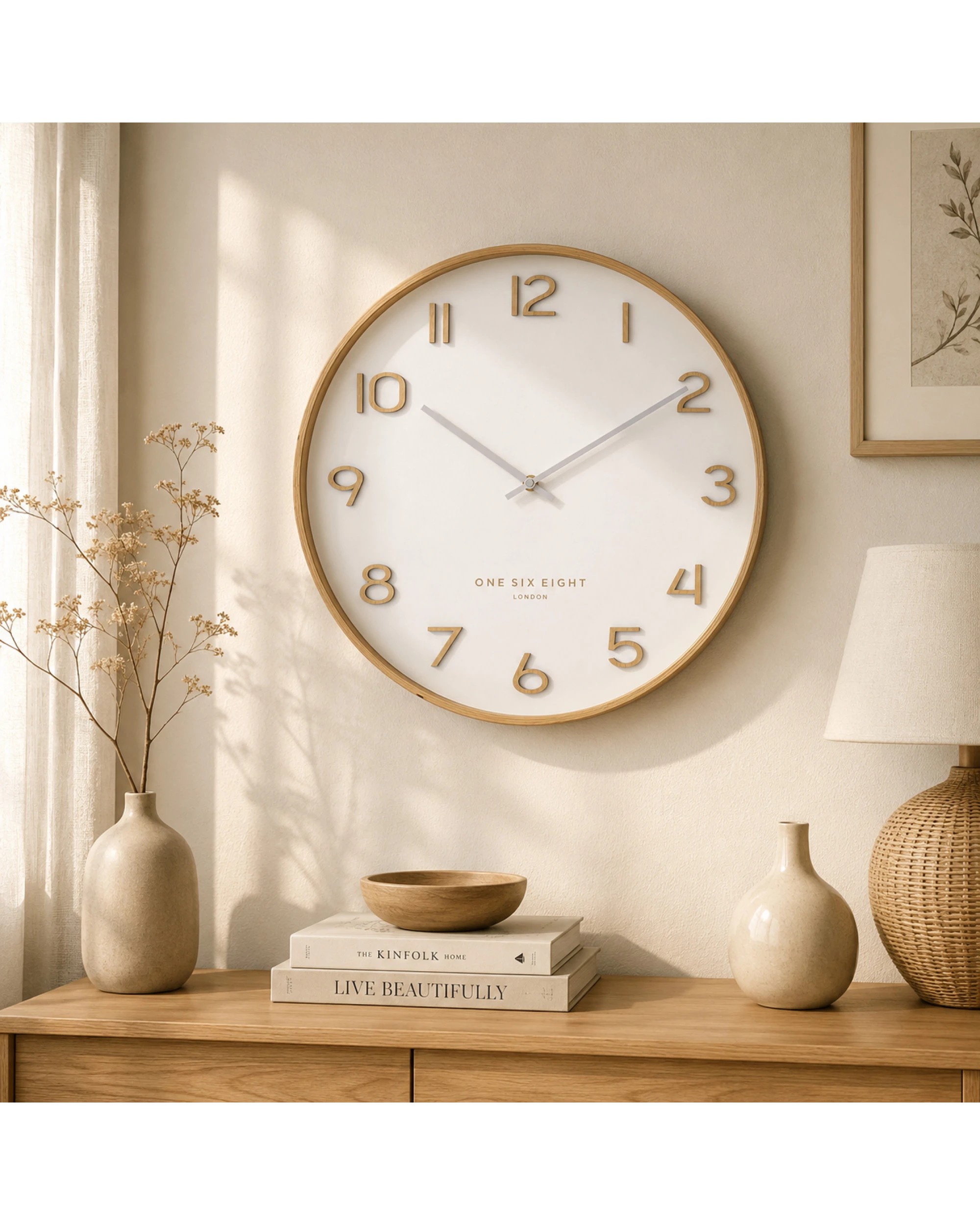 1 One Six Eight London Wallace Silent Wall Clock - 30cm - White, 1 of 5