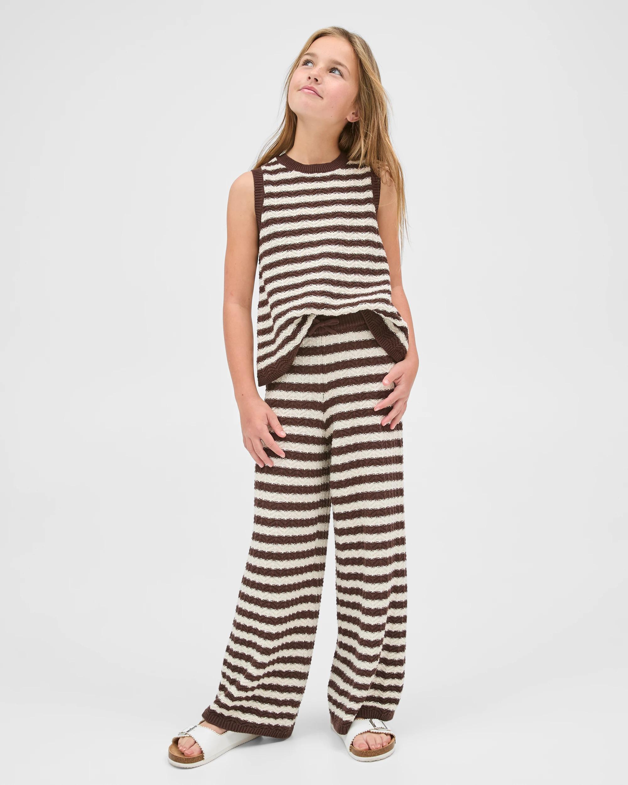 1 Target Kids Australian Cotton Crochet Wide Leg Pants STRIPE CHOCOLATE, 1 of 6