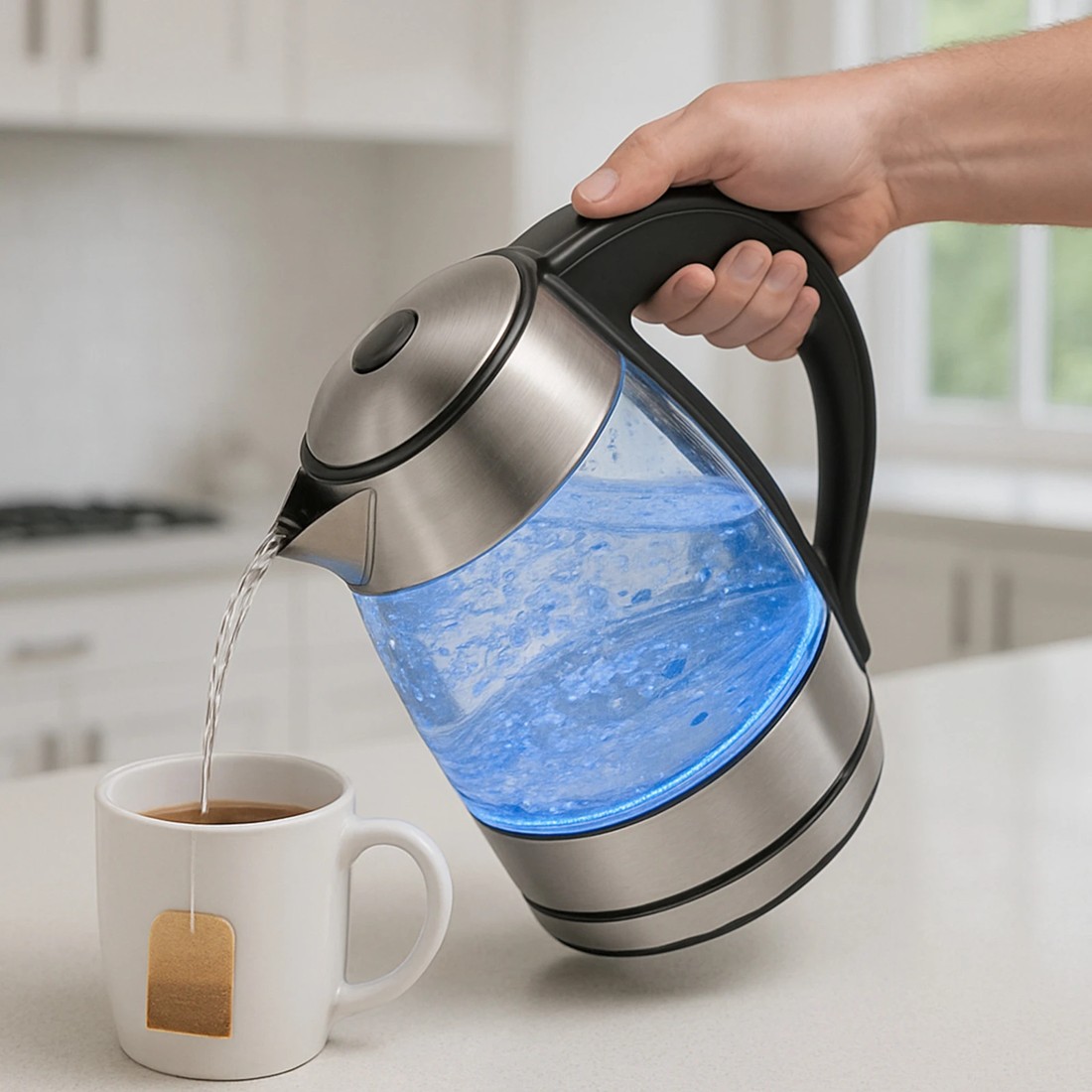 2 Kitchen Couture 1.7L Double Wall Glass Kettle with Thermoguard™ Protection - Grey, 2 of 4