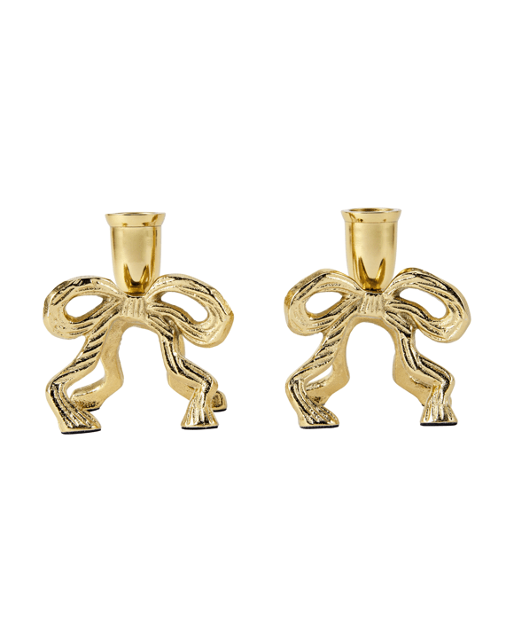 Bow Taper Candle Holder Set