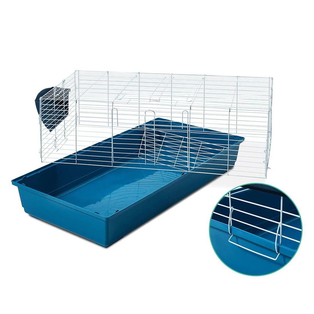 8 i.Pet Rabbit Cage Hutch 106cm Indoor Enclosure Carrier - Blue, 8 of 8